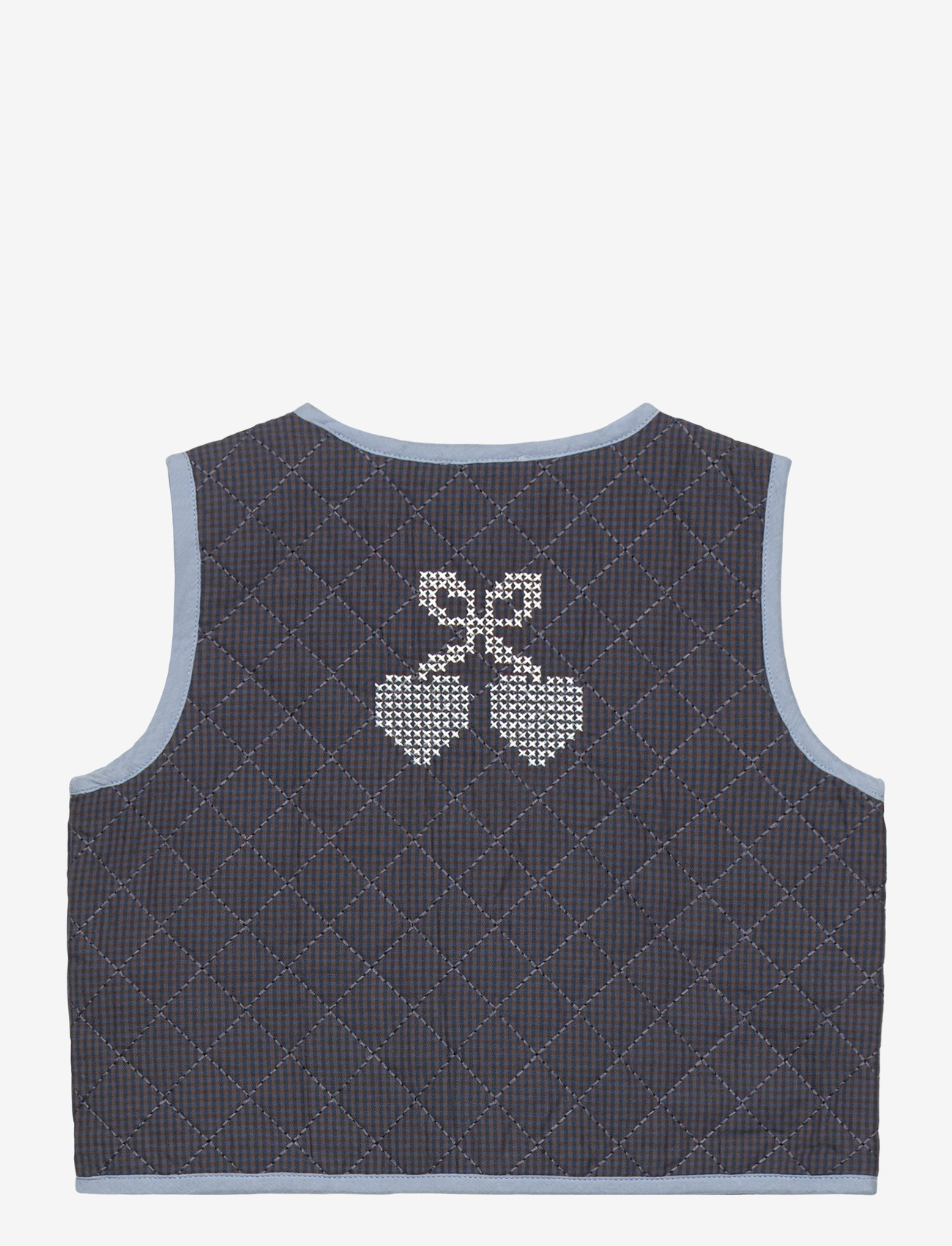 Copenhagen Colors - CHECKERED QUILTED VEST W. EMB. - veste - brown blue check comb - 1