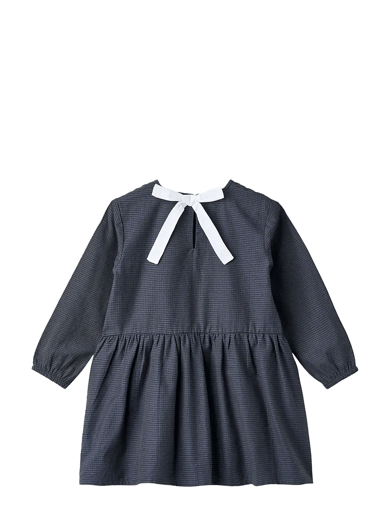 Copenhagen Colors - CHECKERED DRESS W. BACKSIDE BOW - langærmede hverdagskjoler - brown/blue check comb. - 2