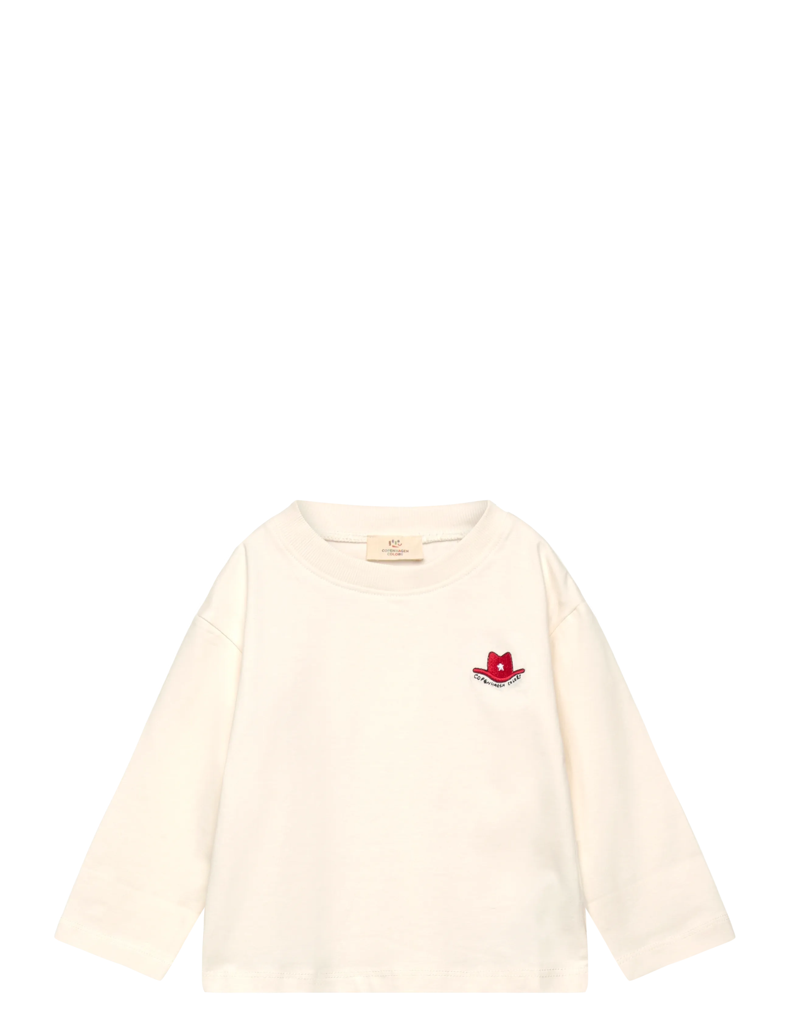LS T-SHIRT W. RED COWBOY HAT - CREAM