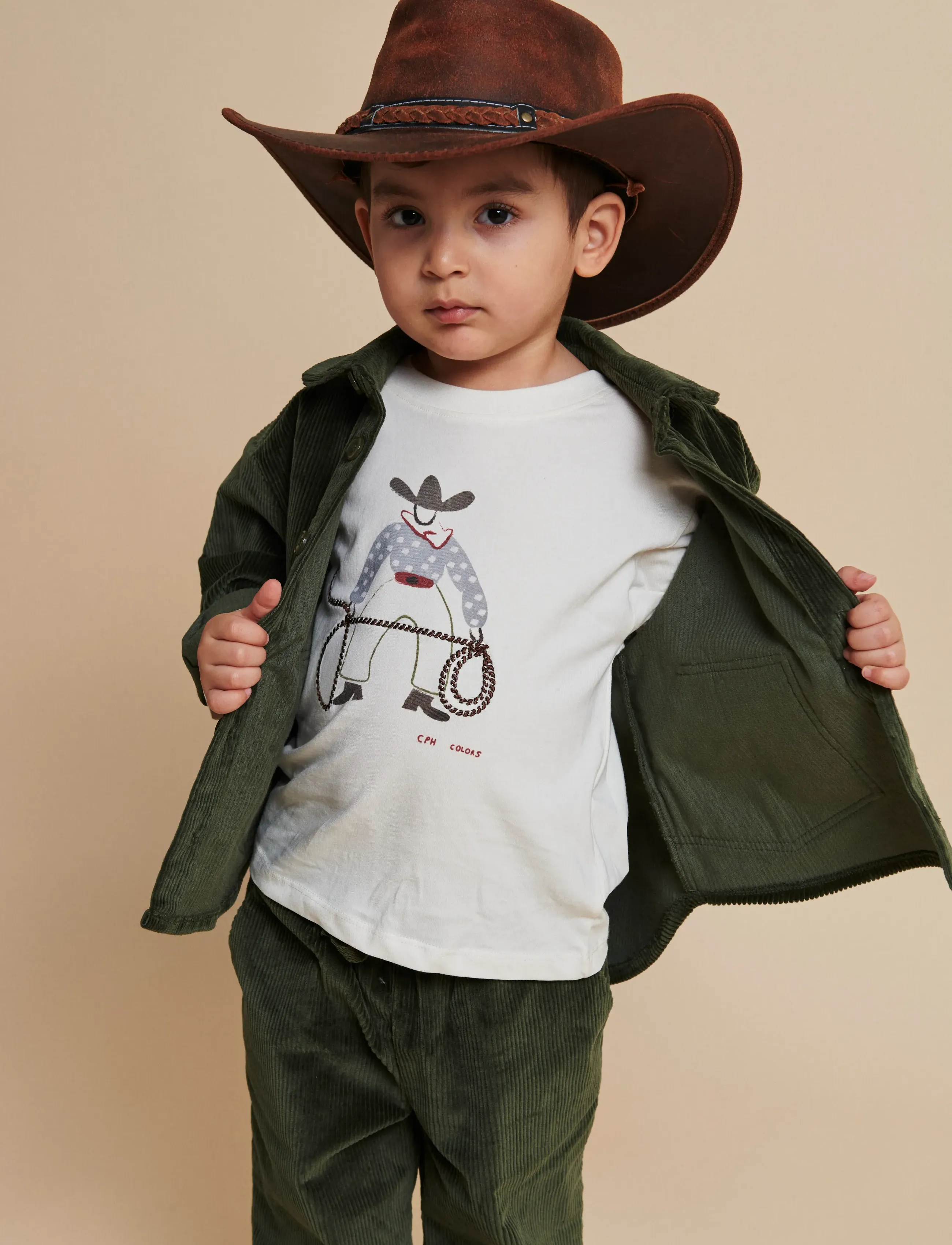 Copenhagen Colors LS T-SHIRT W. COWBOY PRINT+EMB. - Toppe og t-shirts - CREAM / cream