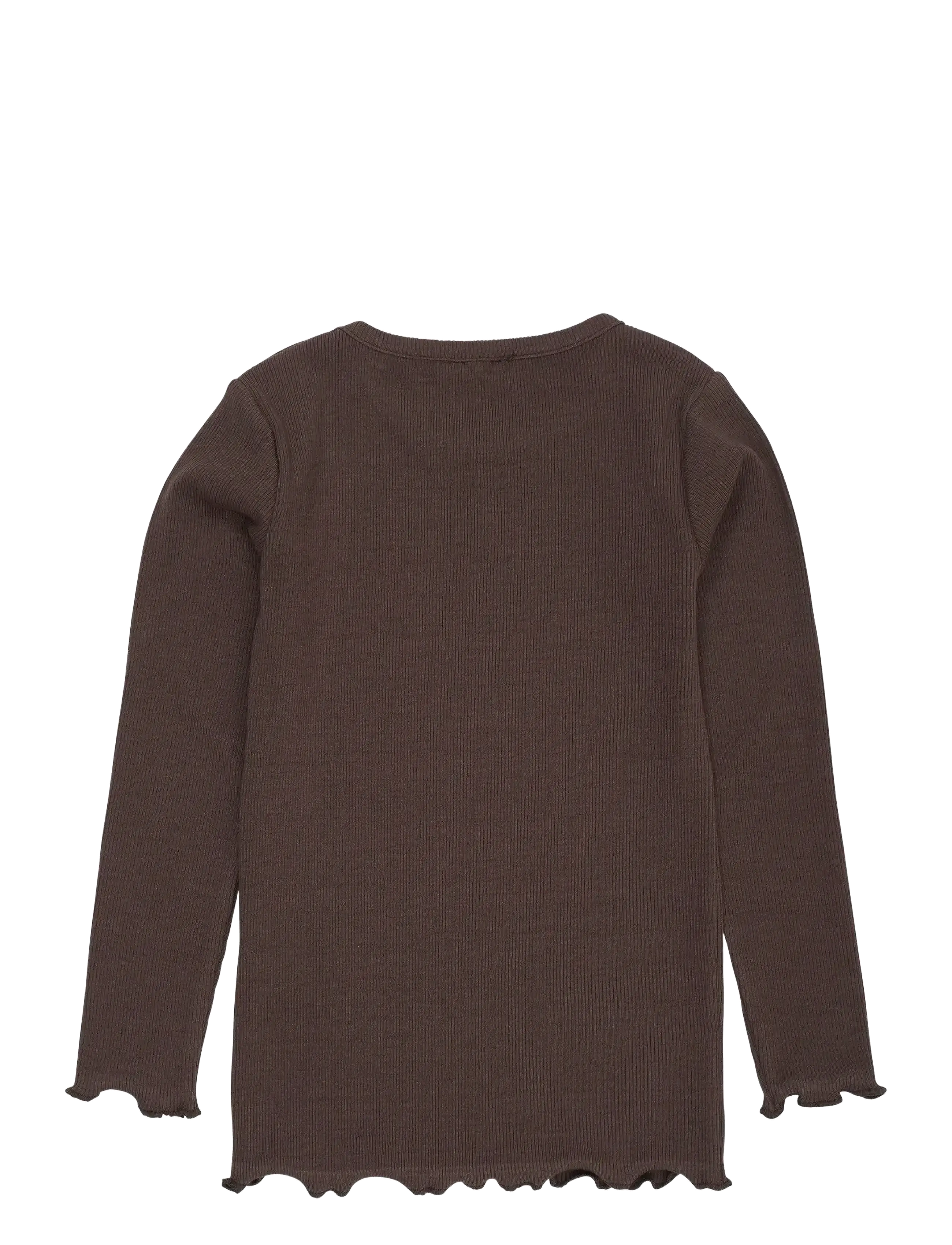 Copenhagen Colors - MODAL RIB LS TEE W. HEART HOLE PATTERN - langerma bolir - dk brown - 1