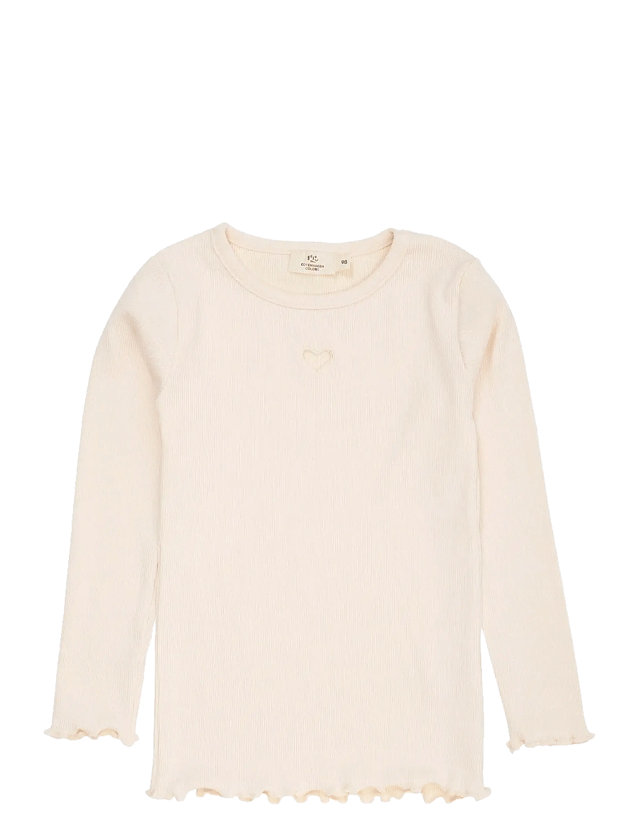 Copenhagen Colors - Modal Rib Ls Tee w. Heart Hole Pattern - pikkade varrukatega t-särgid - dusty rose - 0