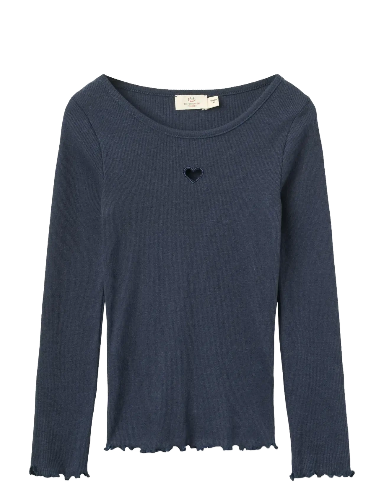 Copenhagen Colors Modal Rib Ls Tee w. Heart Hole Pattern - Shop efter størrelse - NAVY / navy