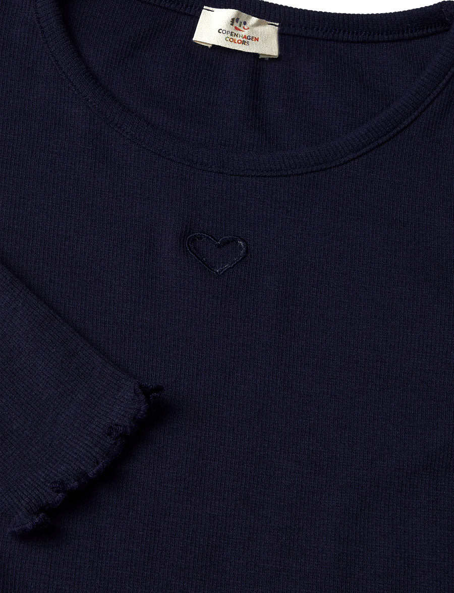 Copenhagen Colors - MODAL RIB LS TEE W. HEART HOLE PATTERN - langærmede t-shirts - navy - 2