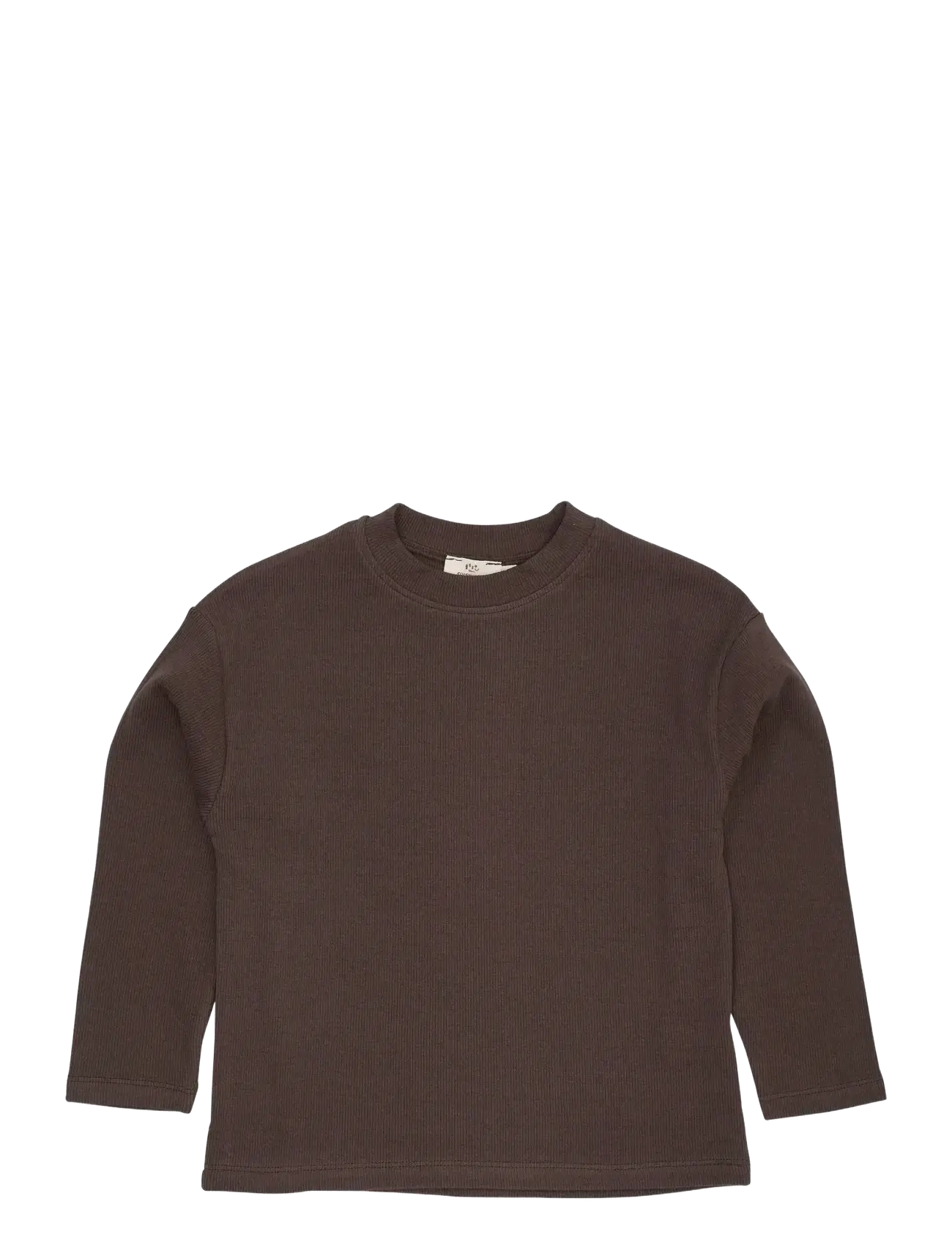 MODAL RIB LS BLOUSE W. DROP SHOULDER - DK BROWN