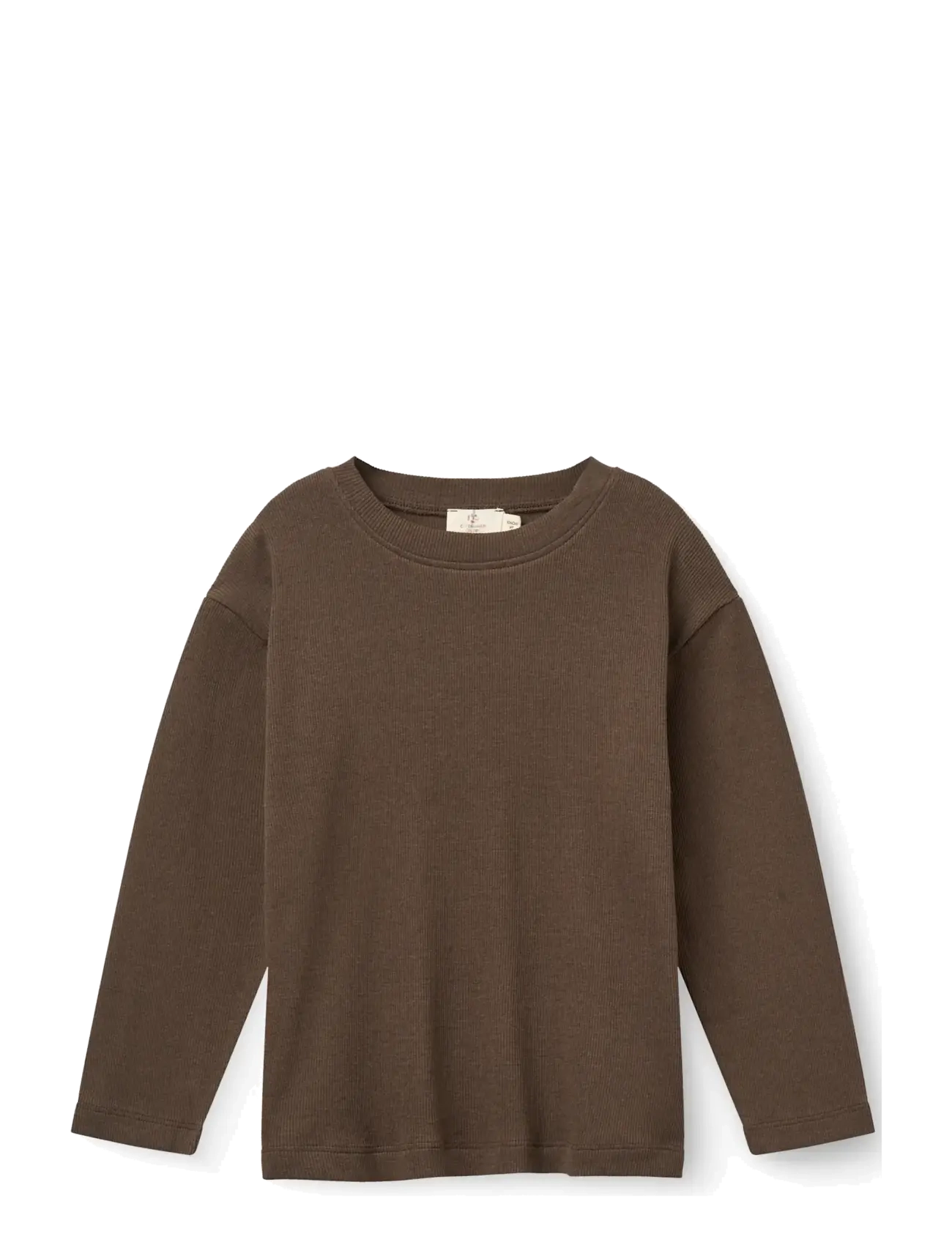 Copenhagen Colors MODAL RIB LS BLOUSE W. DROP SHOULDER - T-shirts - DK BROWN / brown