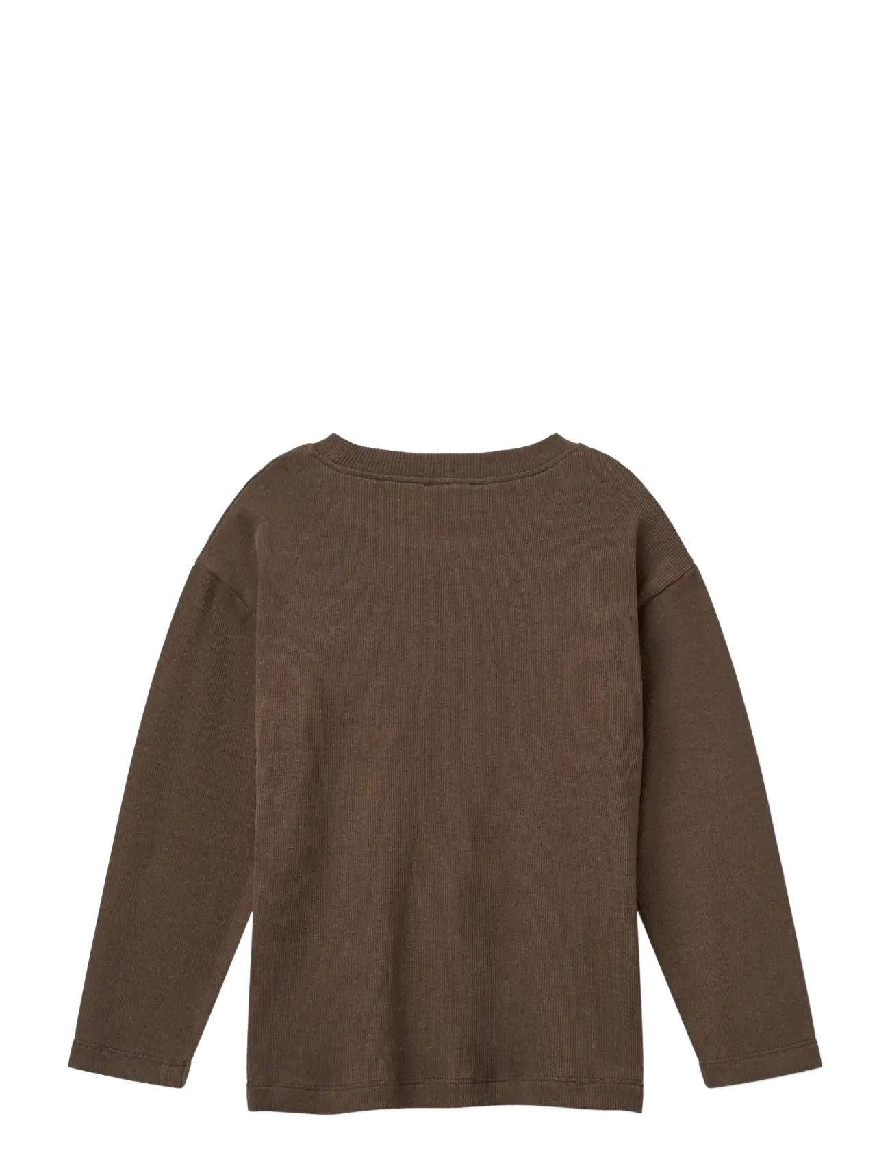 Copenhagen Colors - Long-sleeved Modal Rib T-shirt w. dropped shoulder - herbstliche kleidung - dk brown - 1