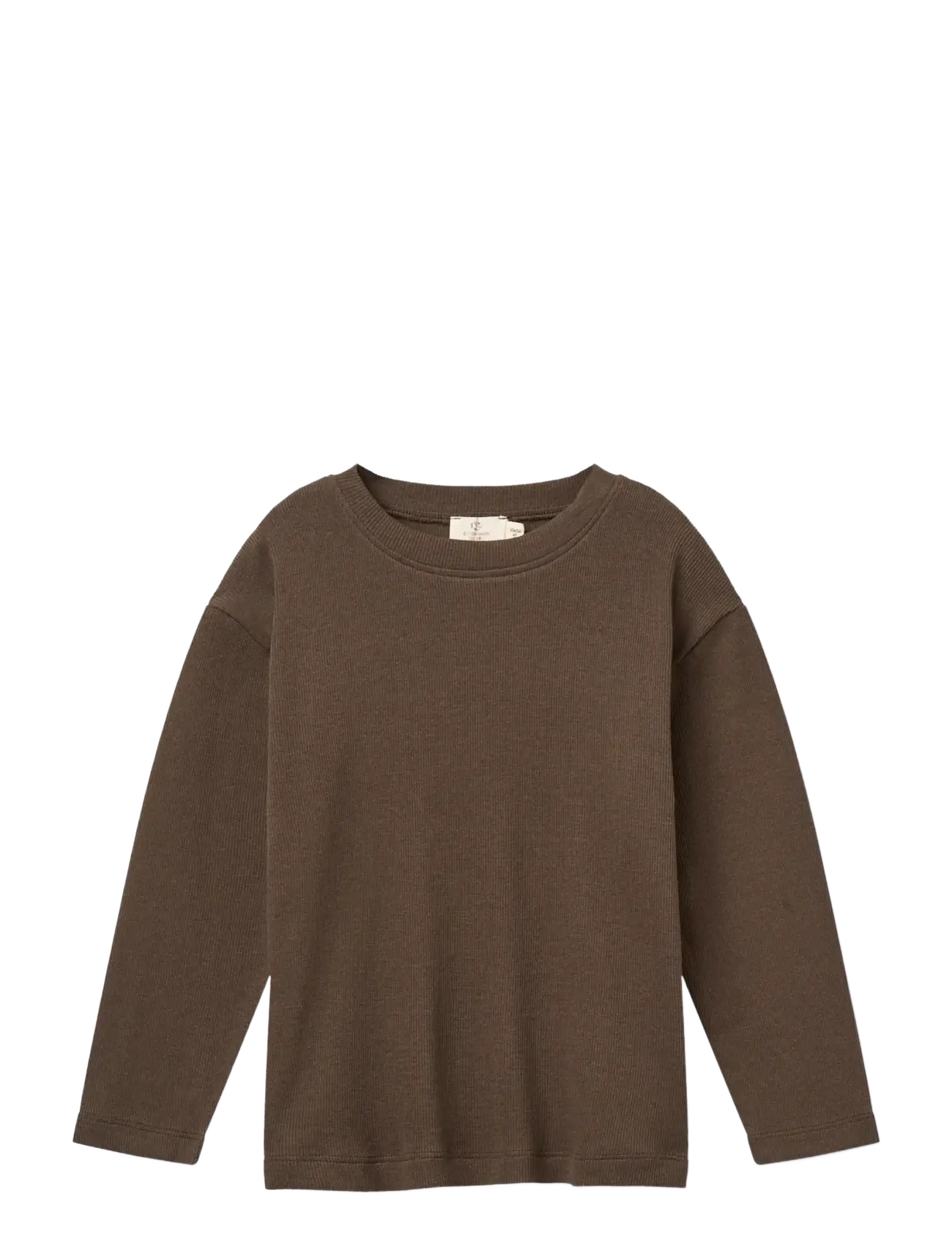 Copenhagen Colors - Long-sleeved Modal Rib T-shirt w. dropped shoulder - langærmede t-shirts - dk brown - 1