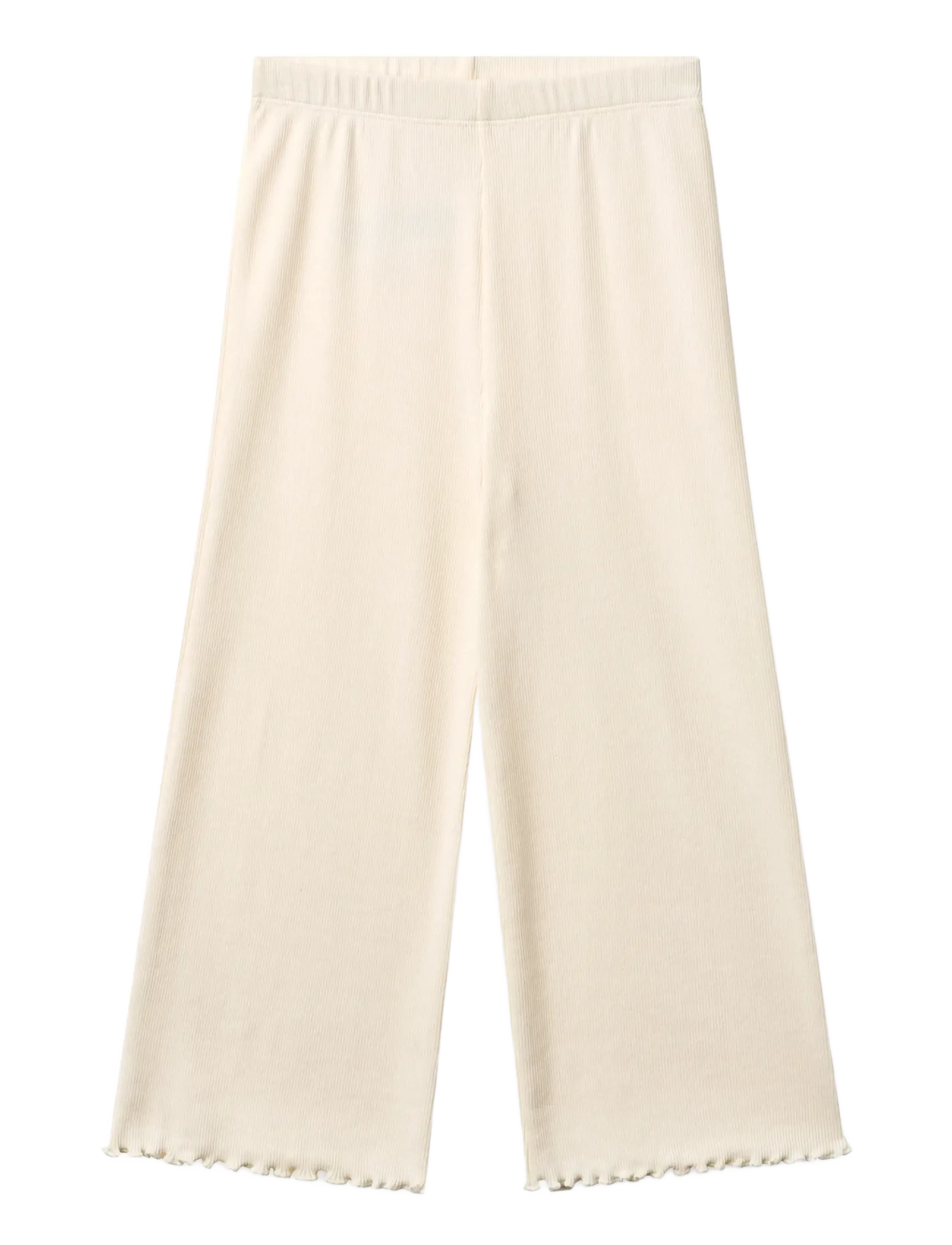 Copenhagen Colors Modal Rib Wide Pants, Børn, Ribbede Bukser Med Brede Ben, Cream, Str: 146