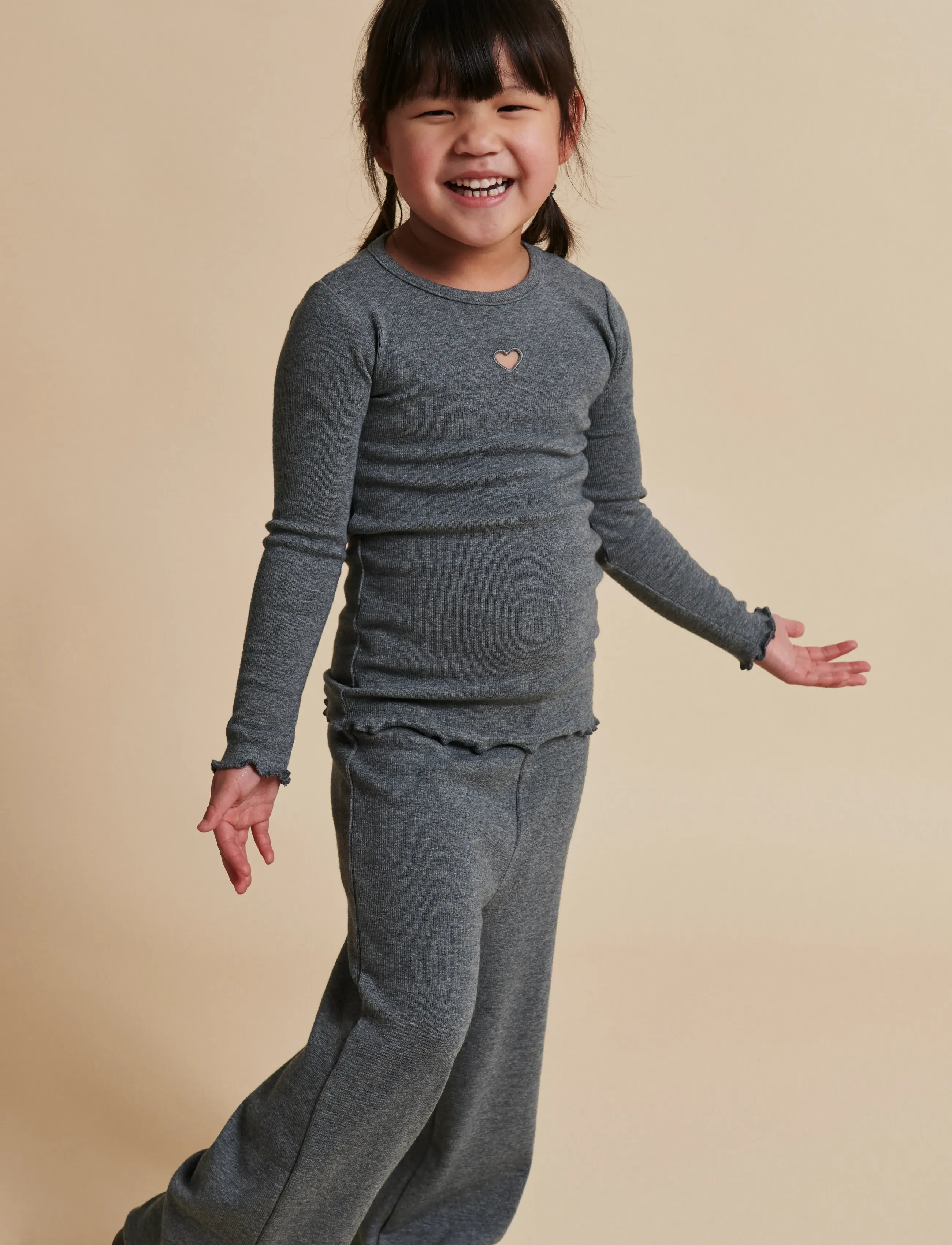 Copenhagen Colors MODAL RIB WIDE PANTS - Hosen - GREY MEL. / grey