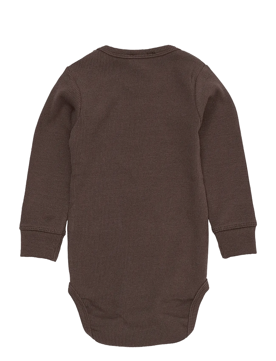 Copenhagen Colors - MODAL RIB LS BODY - långärmade bodies - dk brown - 1