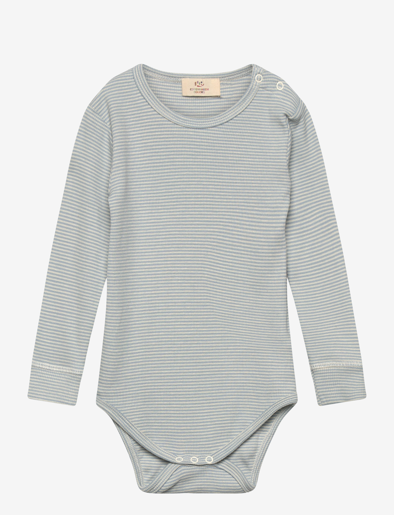 Copenhagen Colors - MODAL RIB LS BODY - pikkade varrukatega bodid - dusty blue/cream stripe - 0