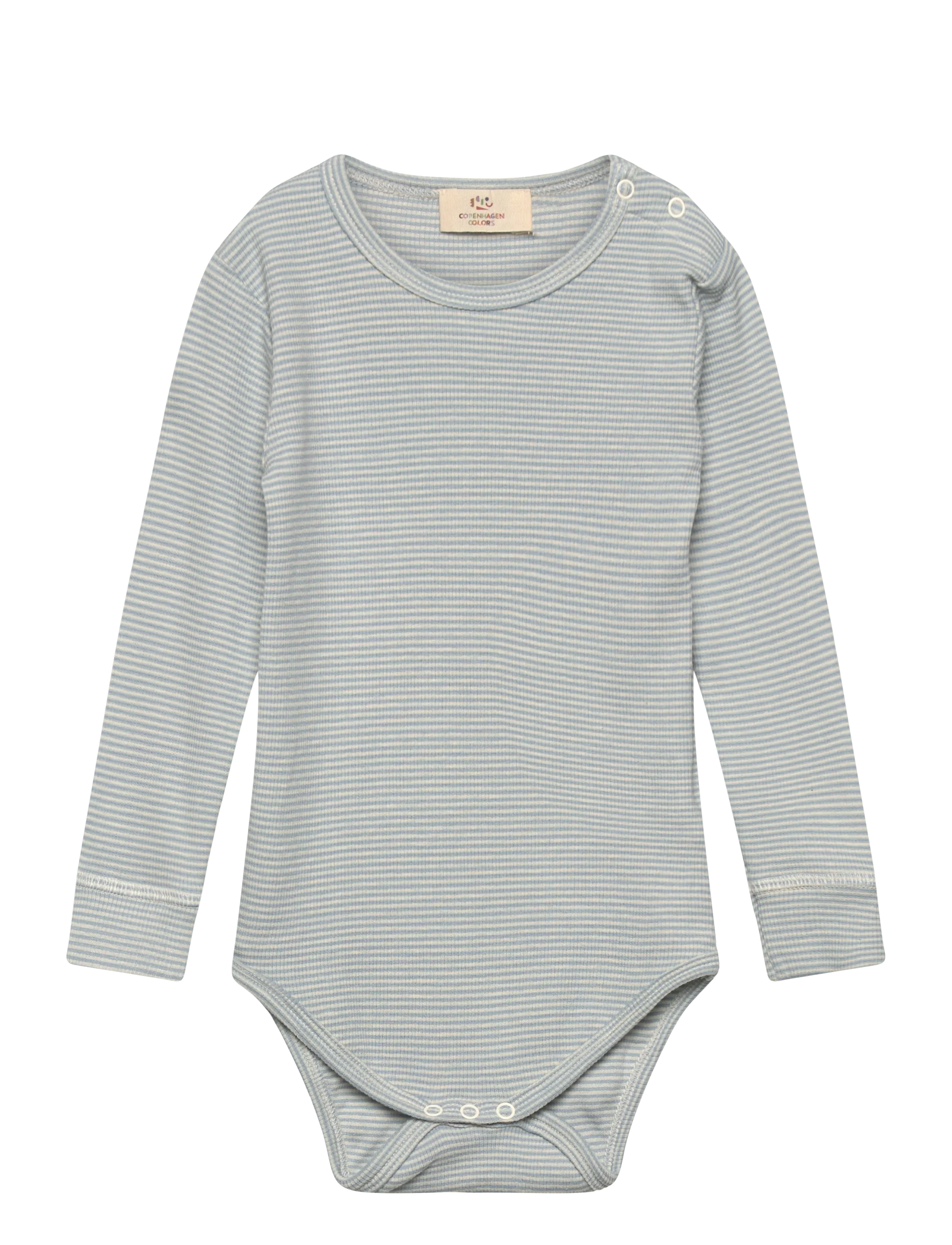 Copenhagen Colors MODAL RIB LS BODY - Baby 0-2 år - DUSTY BLUE/CREAM STRIPE / blue