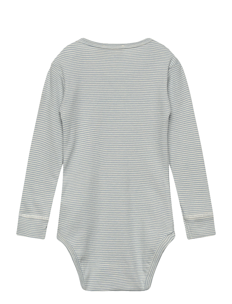 Copenhagen Colors - MODAL RIB LS BODY - pikkade varrukatega bodid - dusty blue/cream stripe - 1