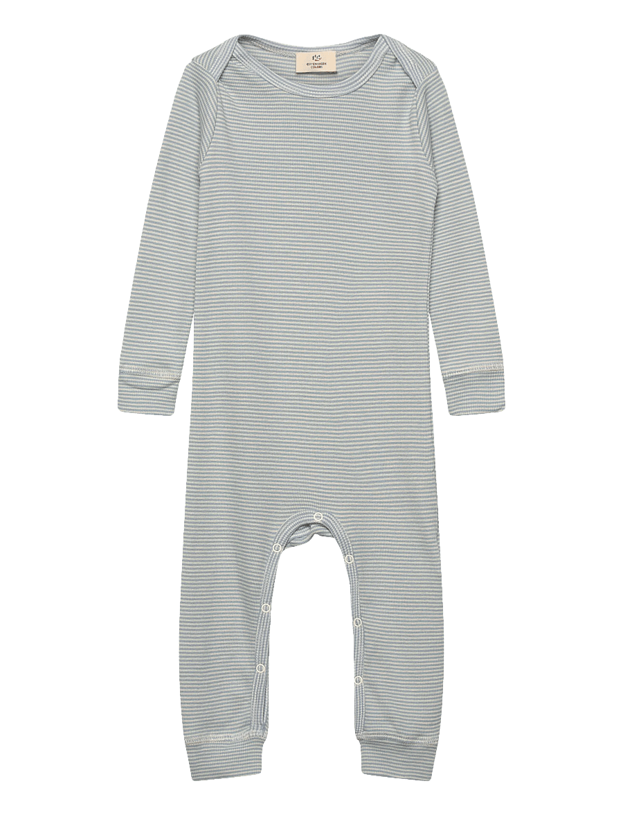 Copenhagen Colors - MODAL FULL BODY ROMPER - langärmelig - dusty blue/cream stripe - 0