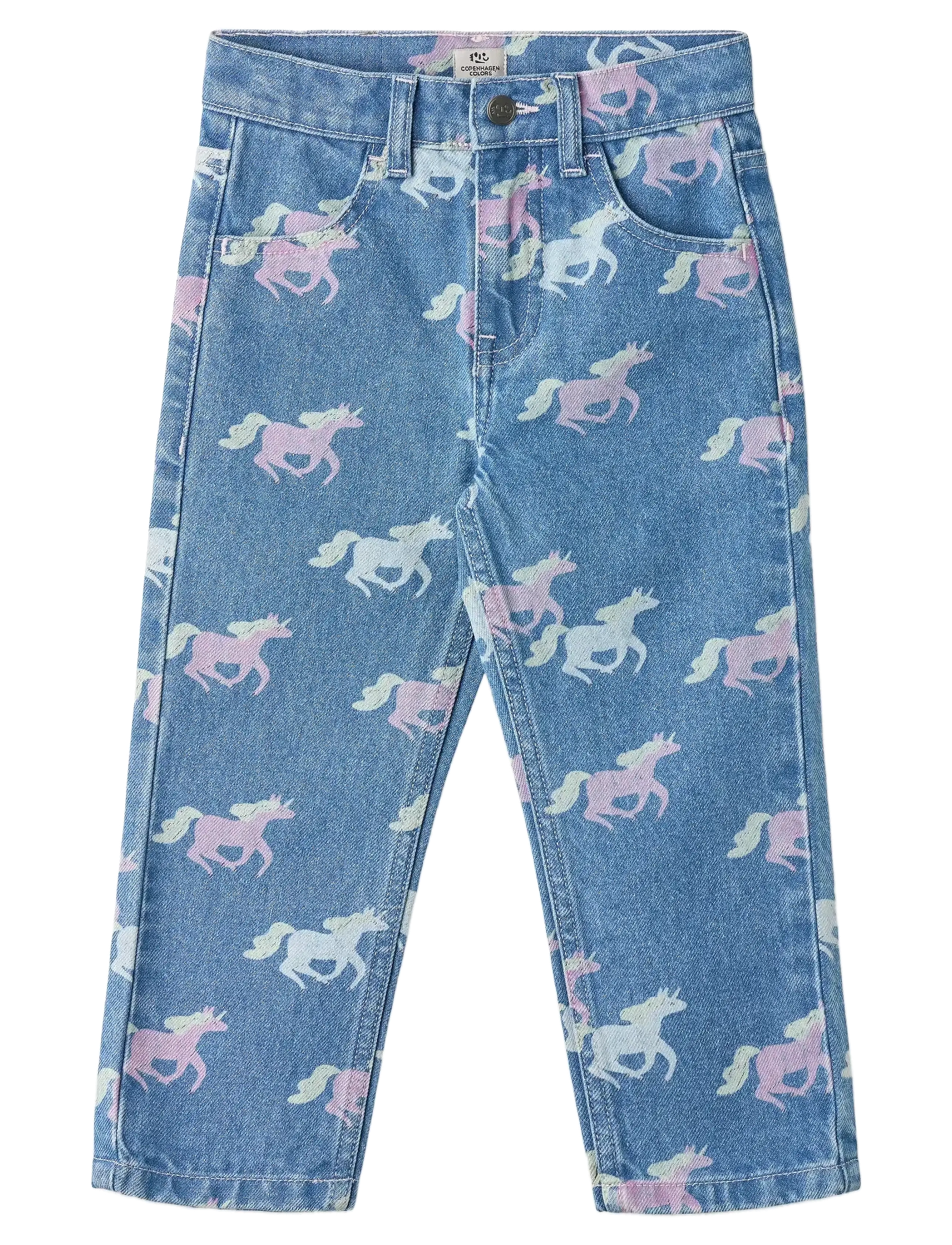 Copenhagen Colors ORGANIC JEANS W. REGULAR FIT & UNICORN PRINT - Pakkumised - INDIGO BLUE WASHED W UNICORN / blue