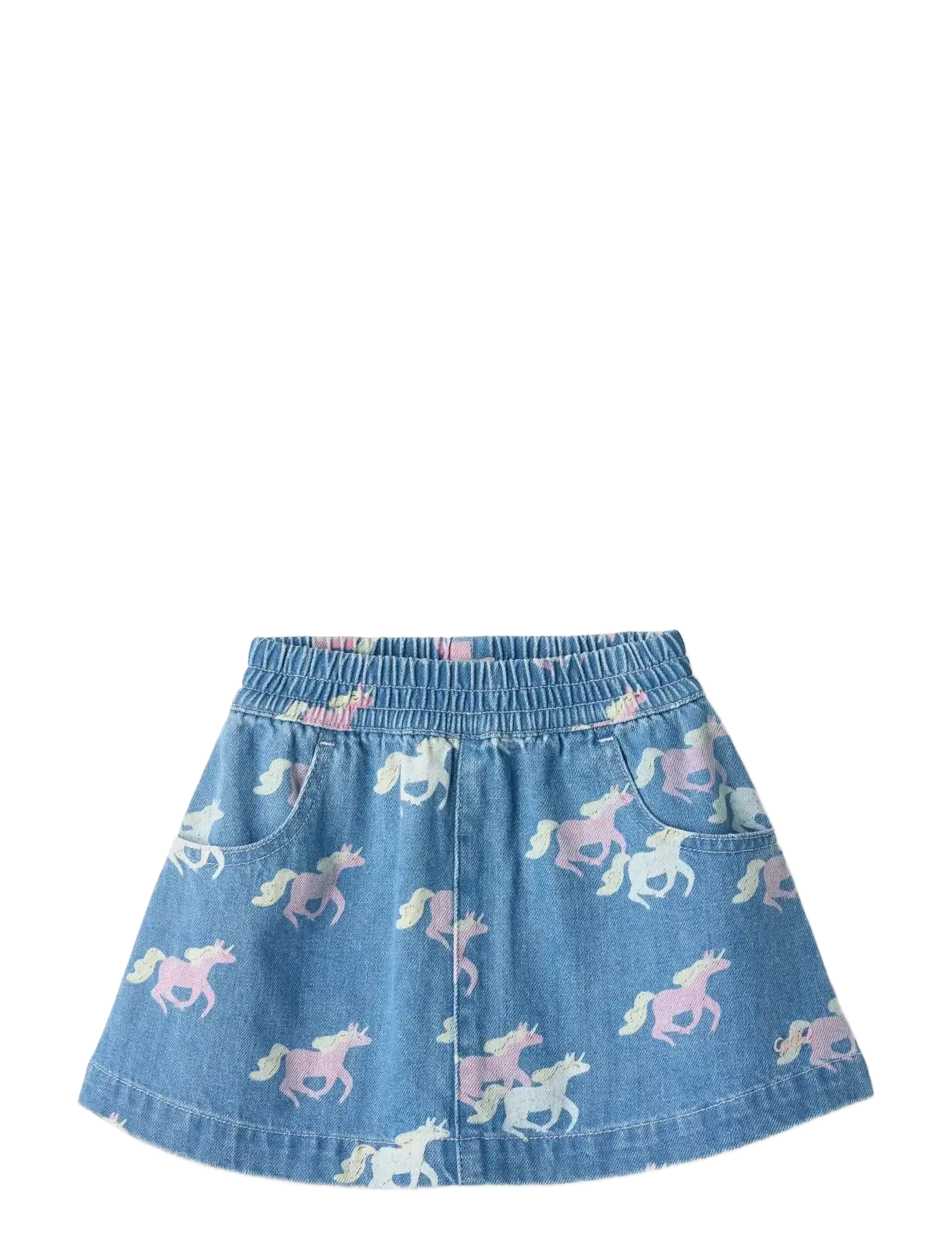 Copenhagen Colors ORGANIC DENIM SKIRT W. UNICORN PRINT - Jeanskjolar - INDIGO BLUE WASHED W UNICORN / blue