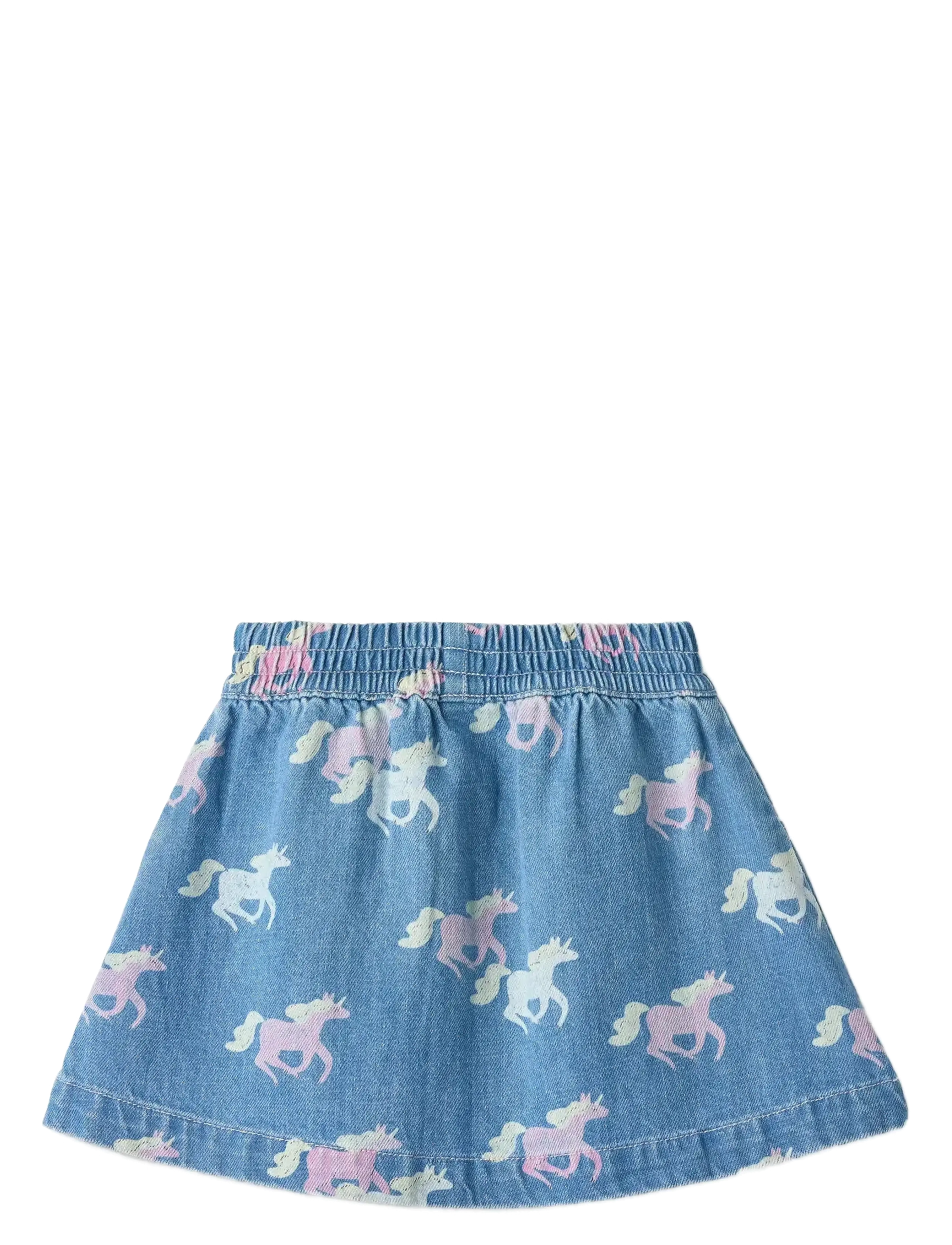 Copenhagen Colors - ORGANIC DENIM SKIRT W. UNICORN PRINT - indigo blue washed w unicorn - 1