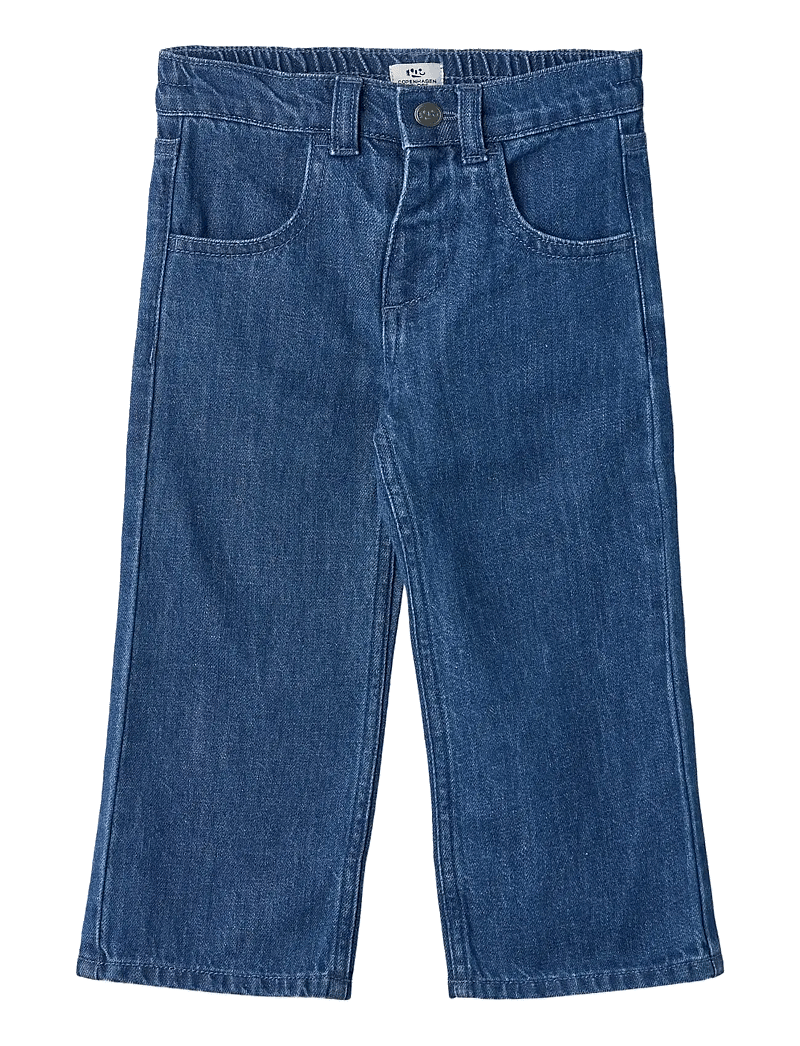 Copenhagen Colors - ORGANIC DENIM PANTS W. POCKET EMBROIDERY & WIDE LEG - hosen mit weitem bein - dark indigo blue washed - 1