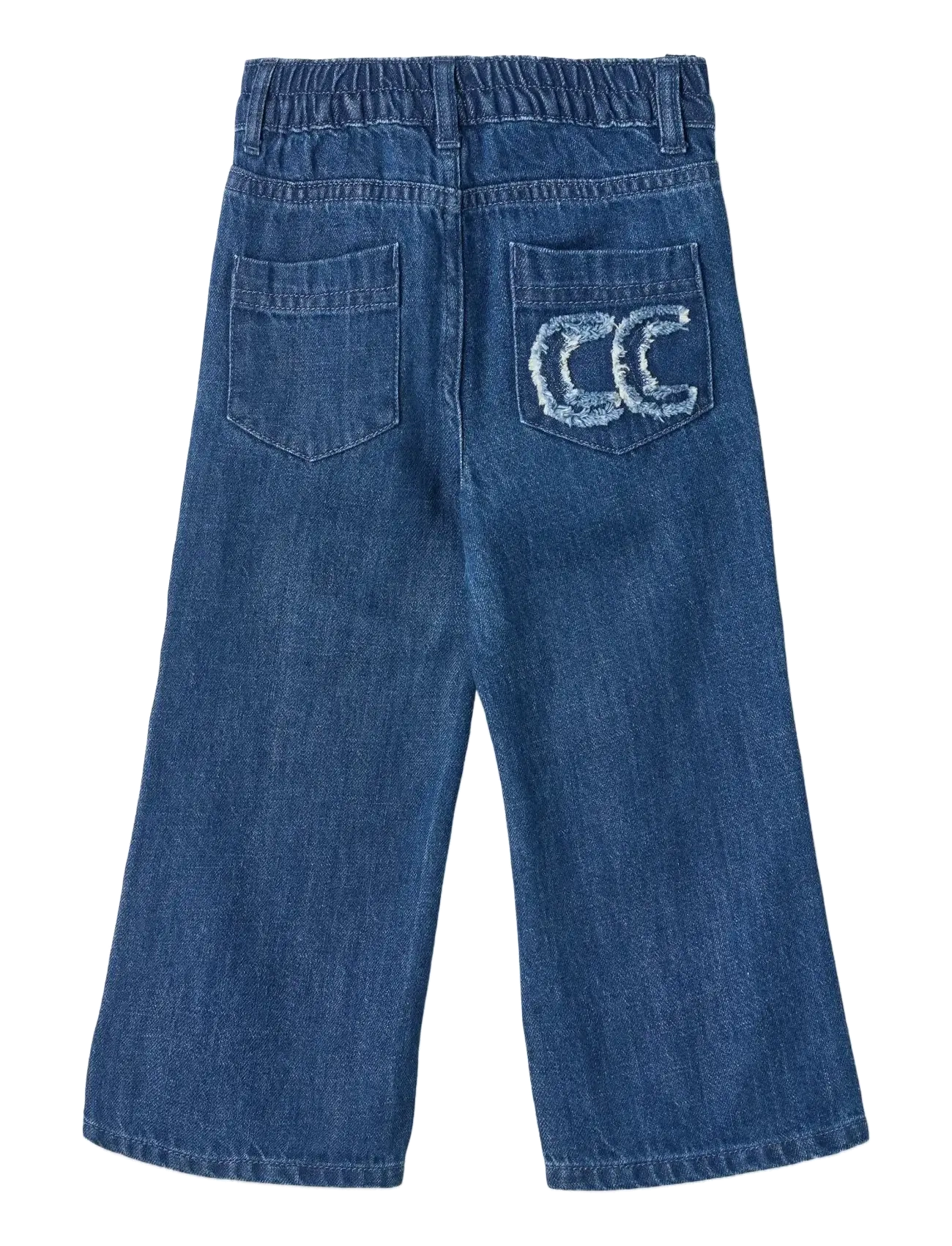 Copenhagen Colors - ORGANIC DENIM PANTS W. POCKET EMBROIDERY & WIDE LEG - pantalons larges - dark indigo blue washed - 2