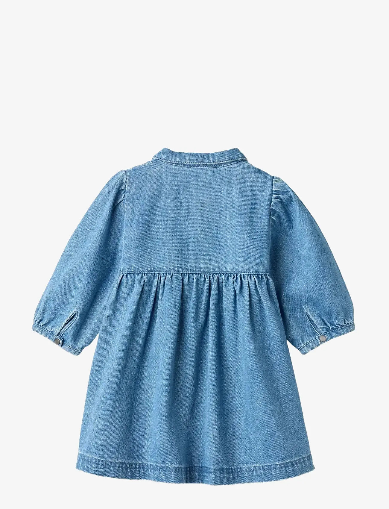 Copenhagen Colors - ORGANIC DENIM DRESS W. PUFF SLEEVES - langärmelige babykleider - indigo blue washed - 2