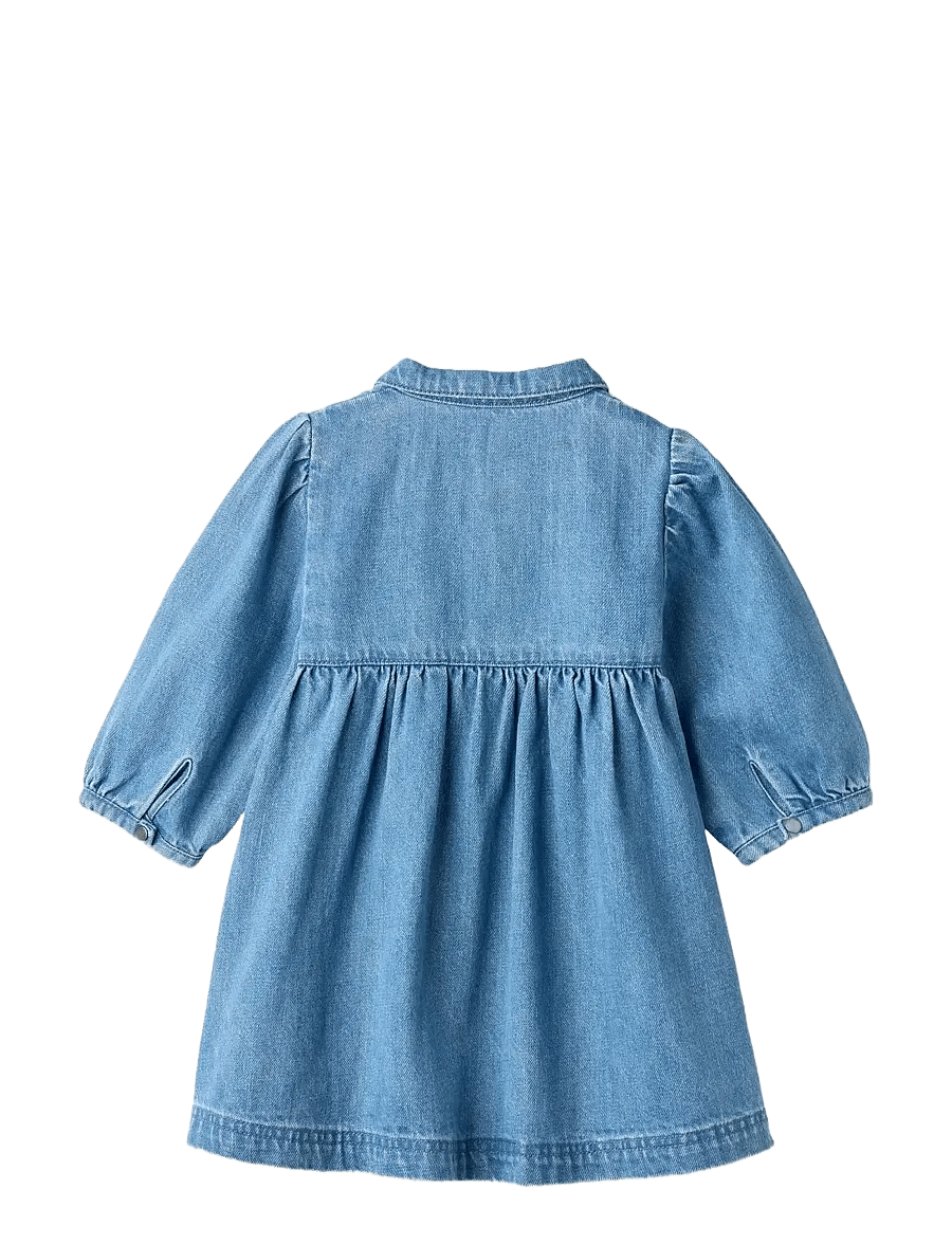 Copenhagen Colors - ORGANIC DENIM DRESS W. PUFF SLEEVES - langærmede hverdagskjoler - indigo blue washed - 2