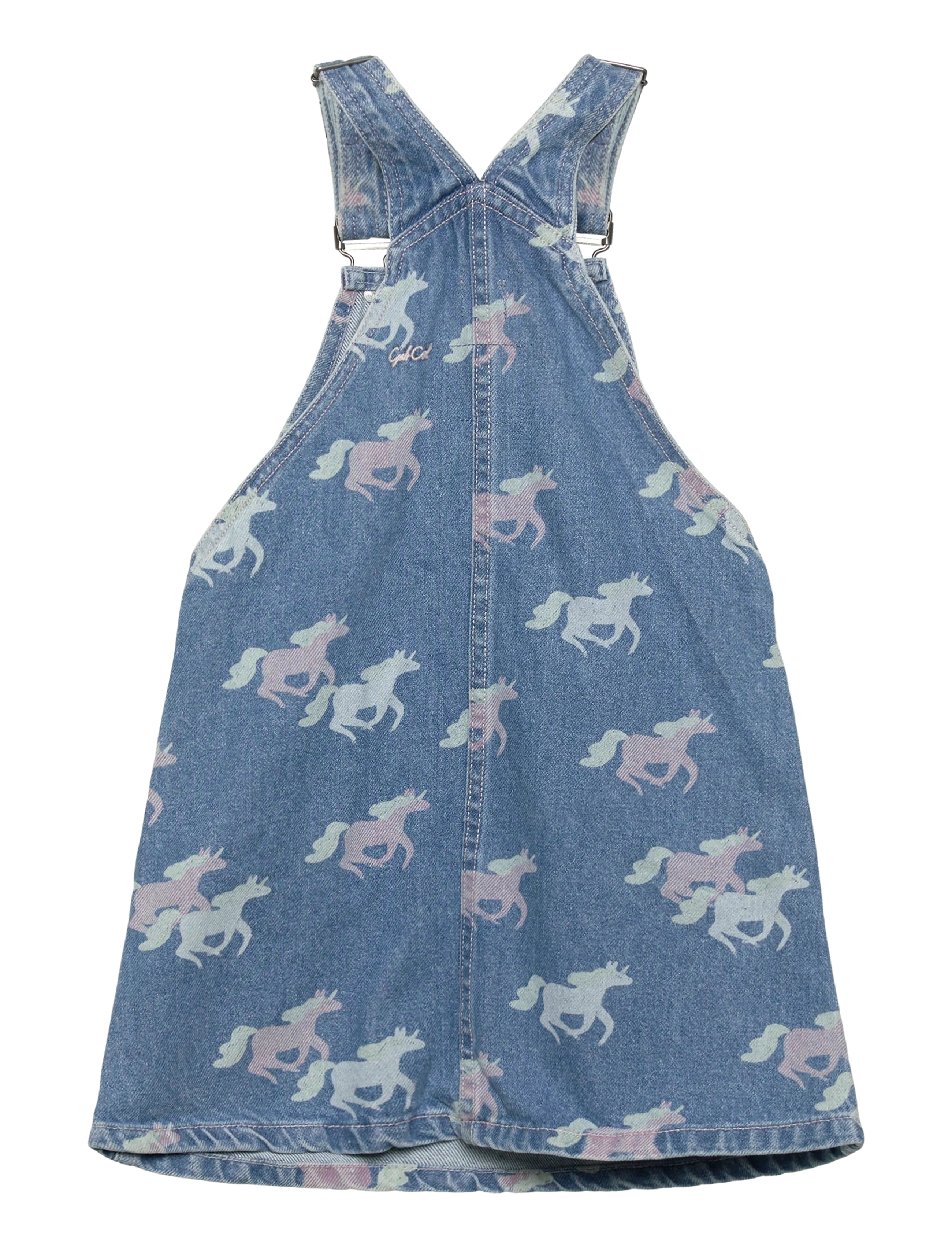 Copenhagen Colors - ORGANIC DENIM SPENCER DRESS W. UNICORN PRINT - indigo blue washed w unicorn - 1