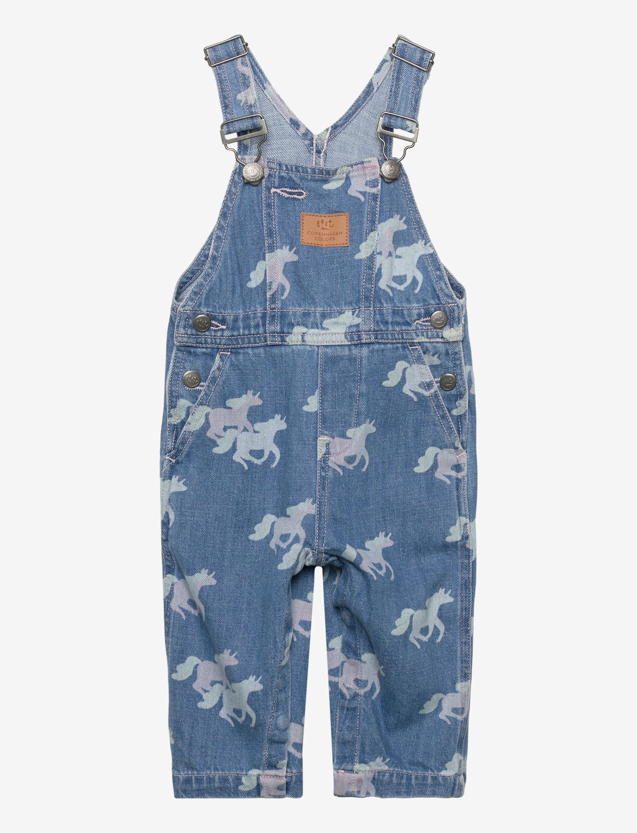 Copenhagen Colors ORGANIC DENIM BABY OVERALLS W. UNICORN PRINT - Hosen - INDIGO BLUE WASHED W UNICORN / blue