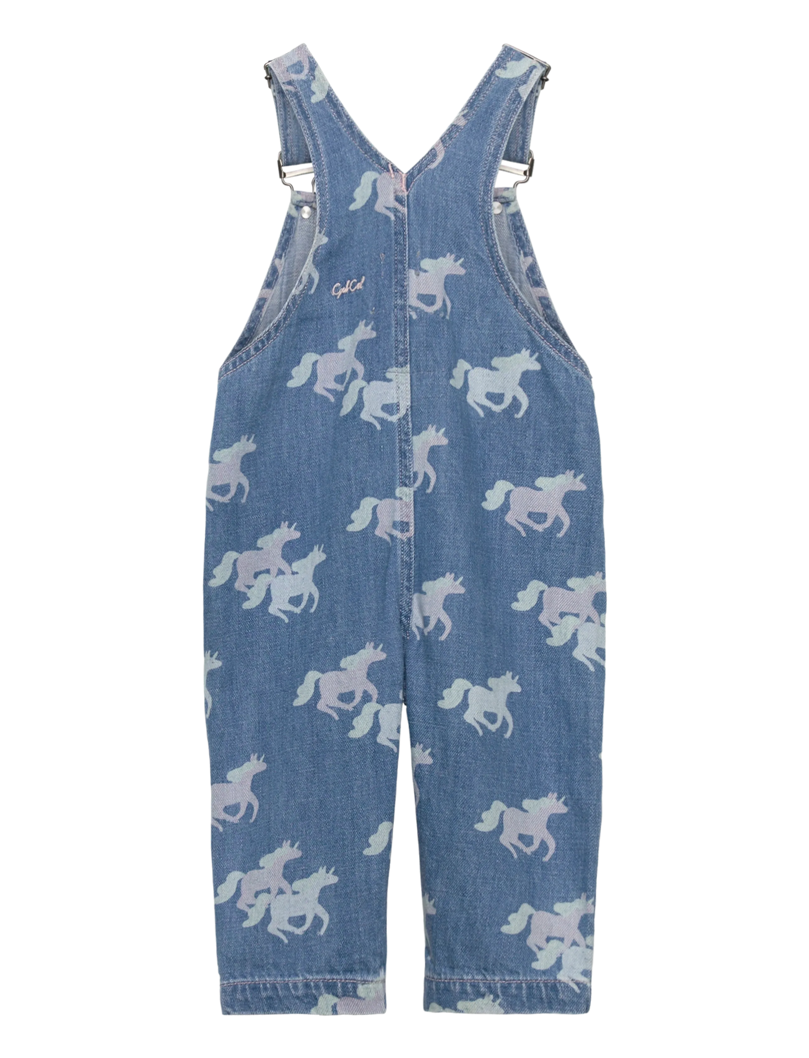 Copenhagen Colors - ORGANIC DENIM BABY OVERALLS W. UNICORN PRINT - salopettes - indigo blue washed w unicorn - 1