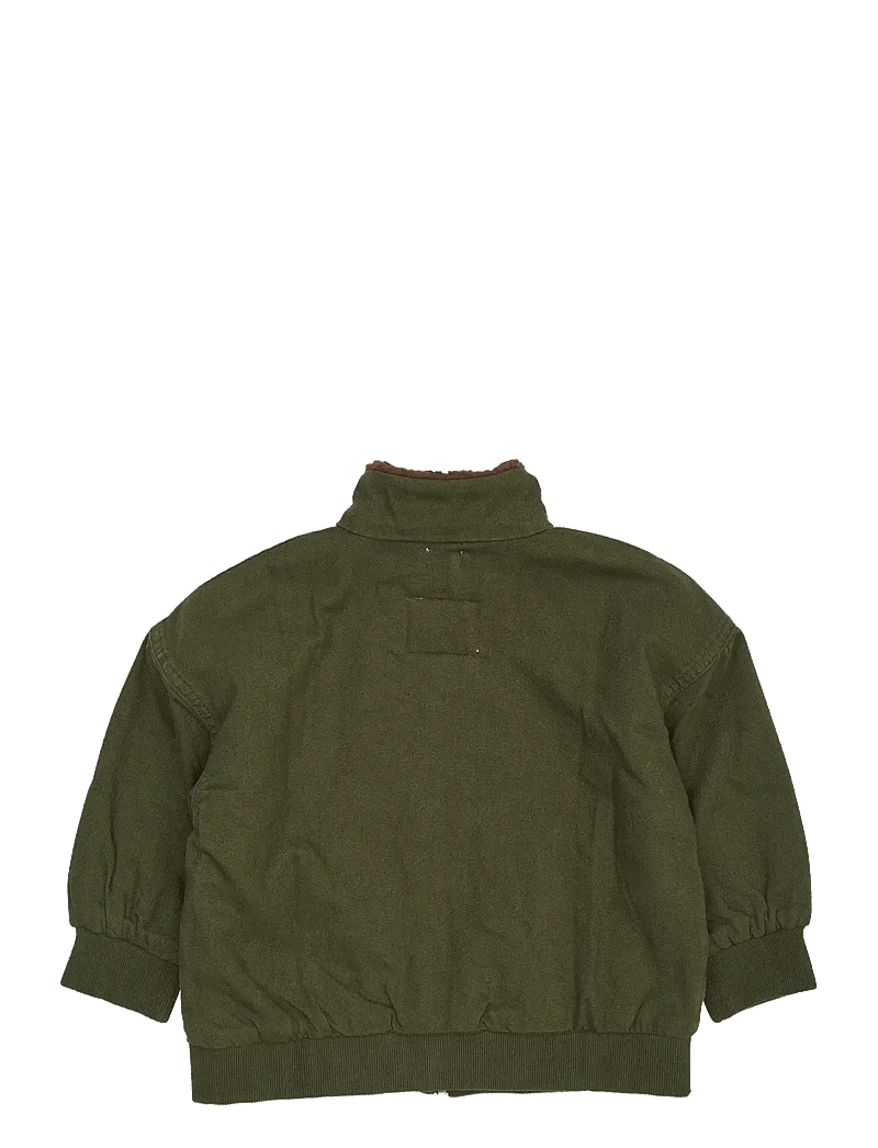 Copenhagen Colors - TWILL BUMPER JACKET W. SHERPA COLLAR - bomberjakker - dk green - 1