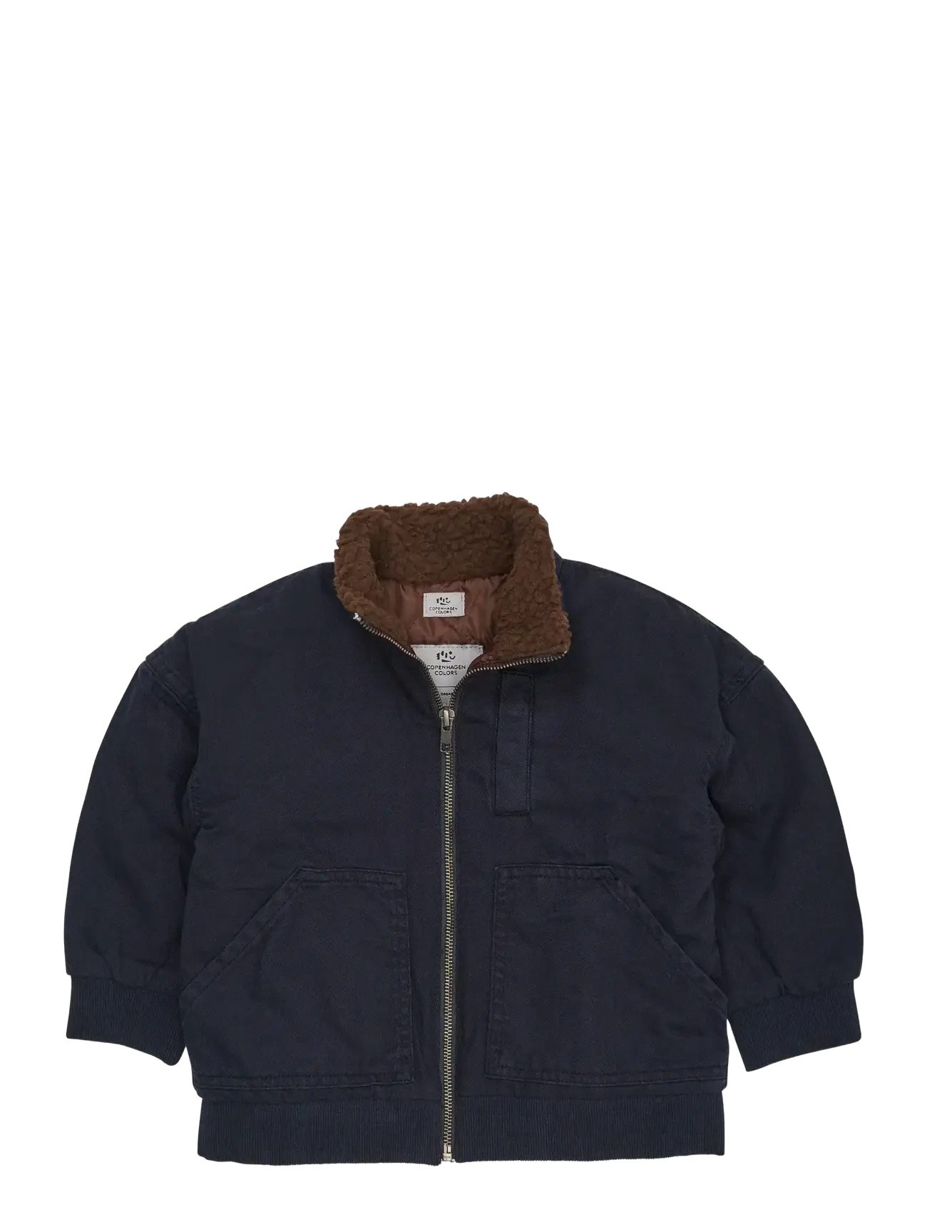 Copenhagen Colors Twill Bumper Jacket W. Sherpa Collar, 146, Navy, Jakker & Frakker > Bomber, Børn