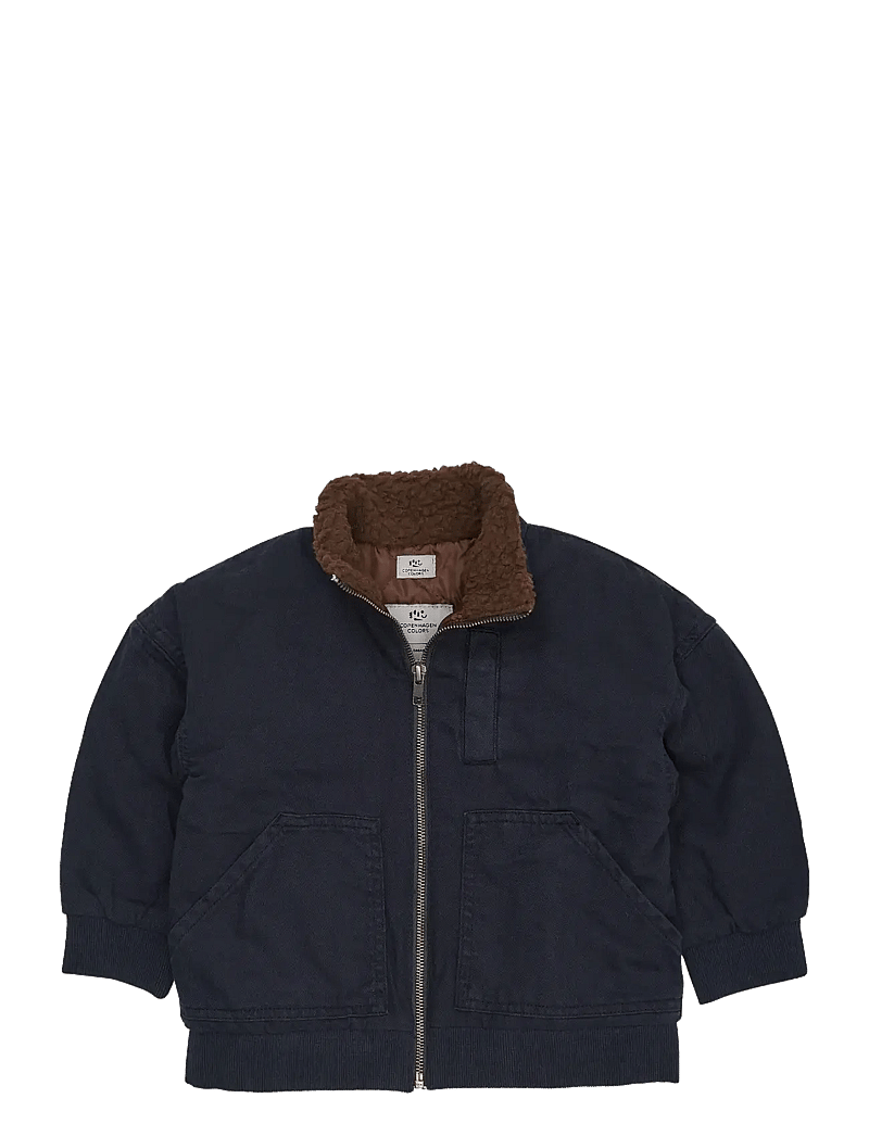 Copenhagen Colors - TWILL BUMPER JACKET W. SHERPA COLLAR - lendurijakid - navy - 0