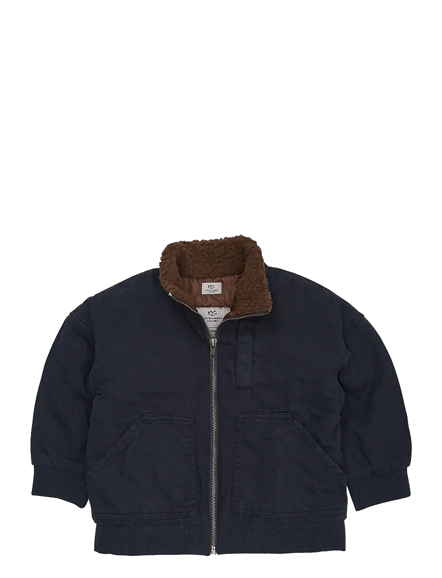 Copenhagen Colors - TWILL BUMPER JACKET W. SHERPA COLLAR - bomberjacken - navy - 0