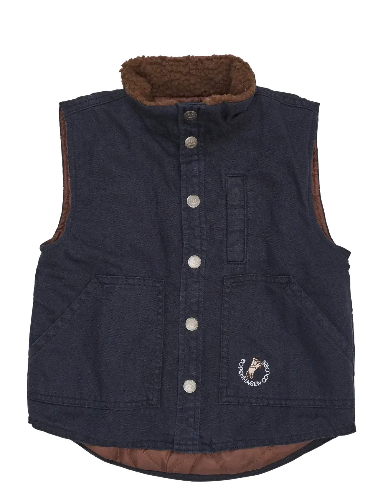 COPENHAGEN COLORS Twill Vest W. Sherpa Collar Blau - 146 - Kinder