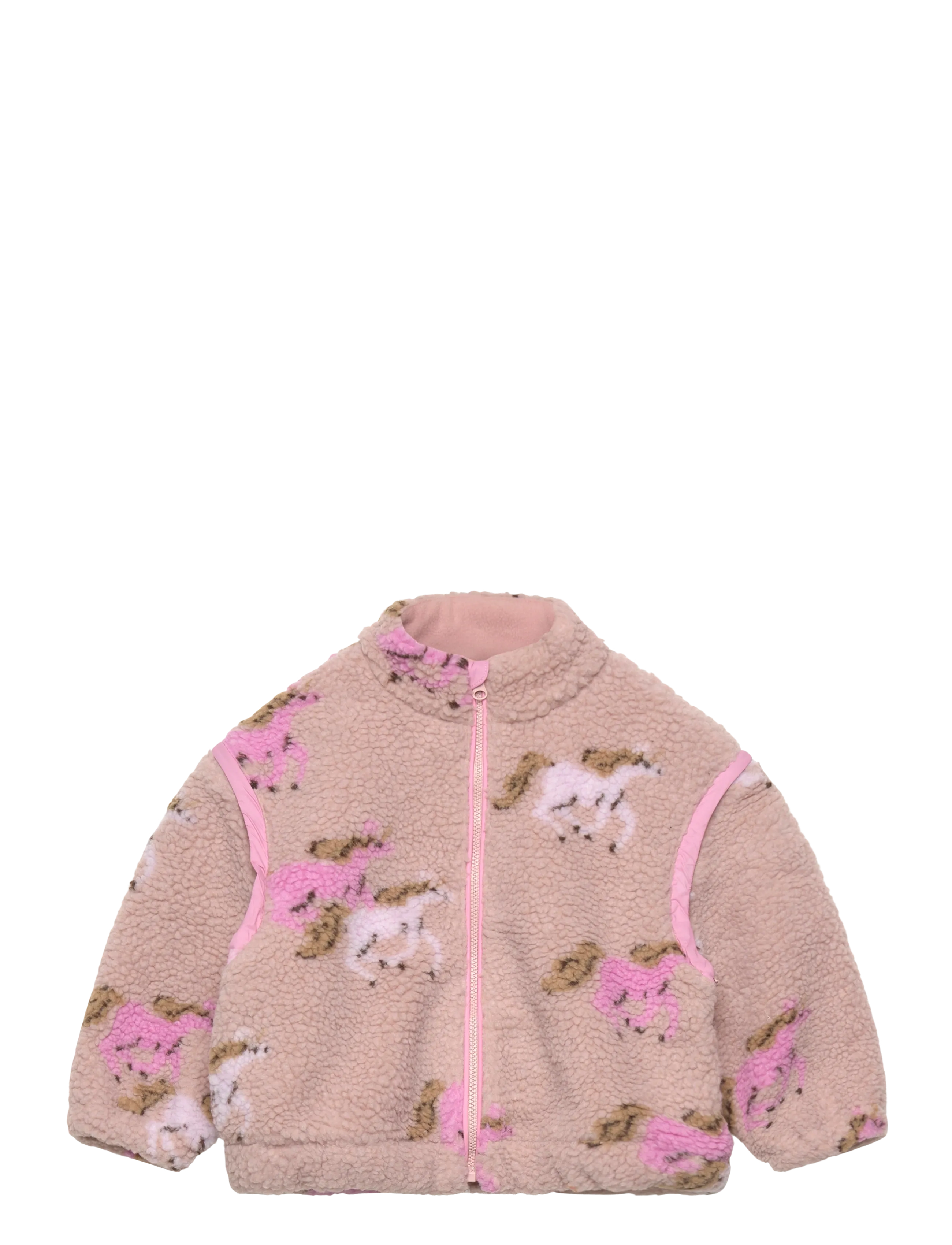 Copenhagen Colors PRINTED TEDDY JACKET W. REMOVABLE SLEEVES - Overtøj - ROSE/UNICORN COMB. / beige
