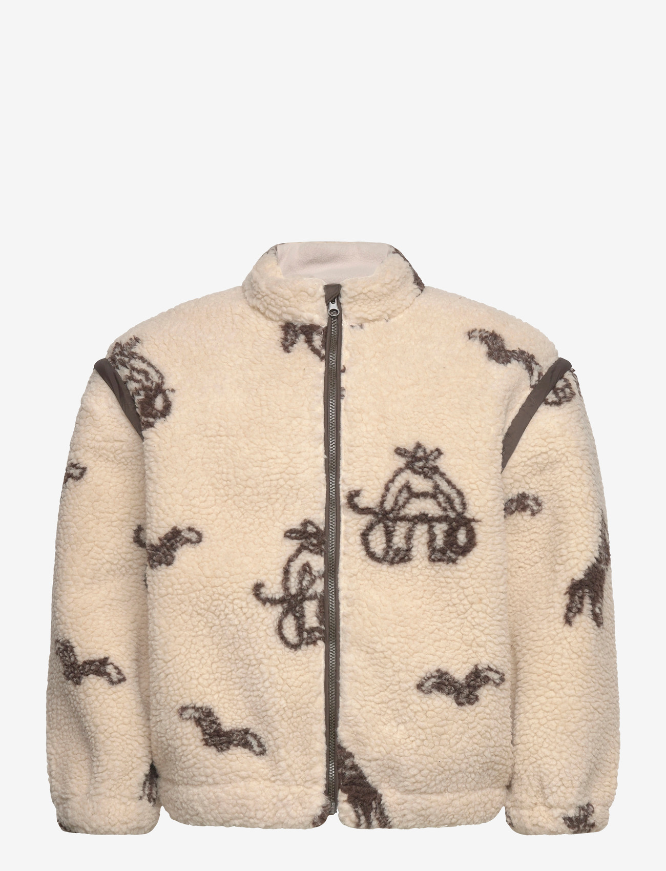 Copenhagen Colors - PRINTED TEDDY JACKET W. REMOVABLE SLEEVES - fleece jackets - sand/cowboy comb. - 0