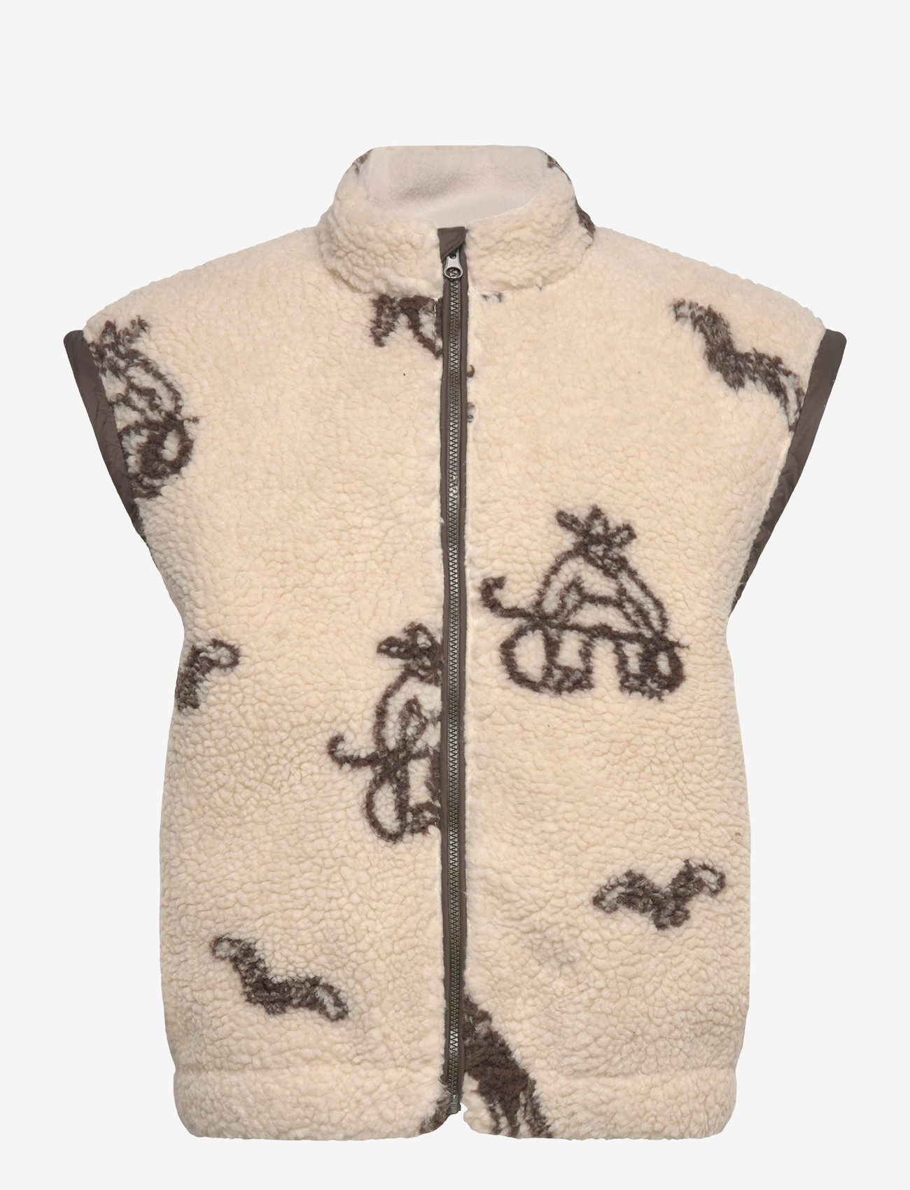 Copenhagen Colors - PRINTED TEDDY JACKET W. REMOVABLE SLEEVES - fleece jackets - sand/cowboy comb. - 2