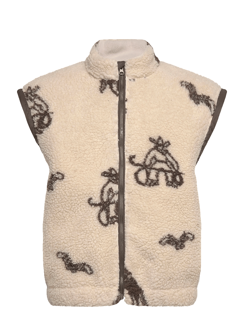 Copenhagen Colors - PRINTED TEDDY JACKET W. REMOVABLE SLEEVES - fleecejakker - sand/cowboy comb. - 2