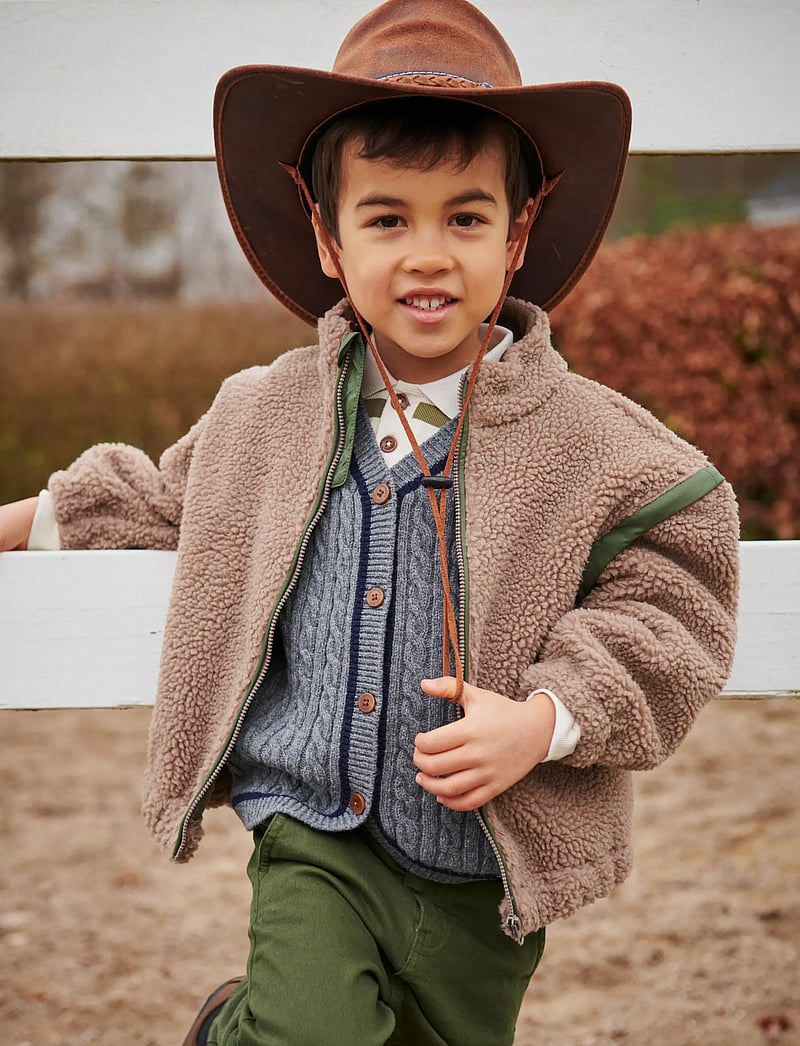 Copenhagen Colors - TEDDY JACKET W. REMOVABLE SLEEVES - fleecejacken - natural/green comb. - 0