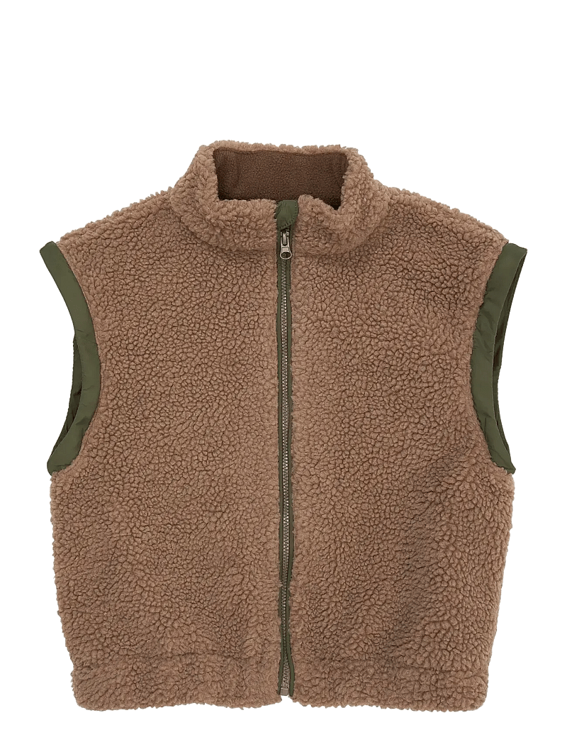 Copenhagen Colors - TEDDY JACKET W. REMOVABLE SLEEVES - fleecejacken - natural/green comb. - 3