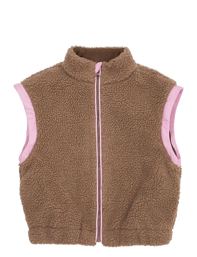 Copenhagen Colors - TEDDY JACKET W. REMOVABLE SLEEVES - fleece jackets - natural/pink comb. - 3