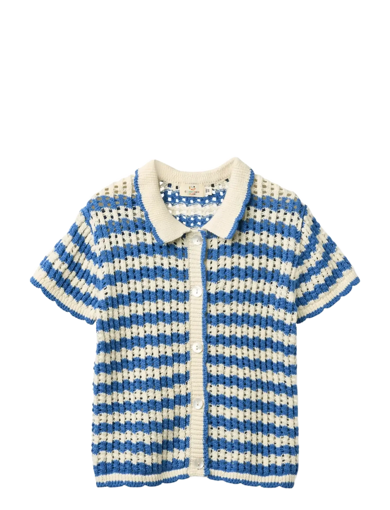 Copenhagen Colors CROCHET SS CARDIGAN - Voir tout - OCEAN BLUE/CREAM COMB / multi