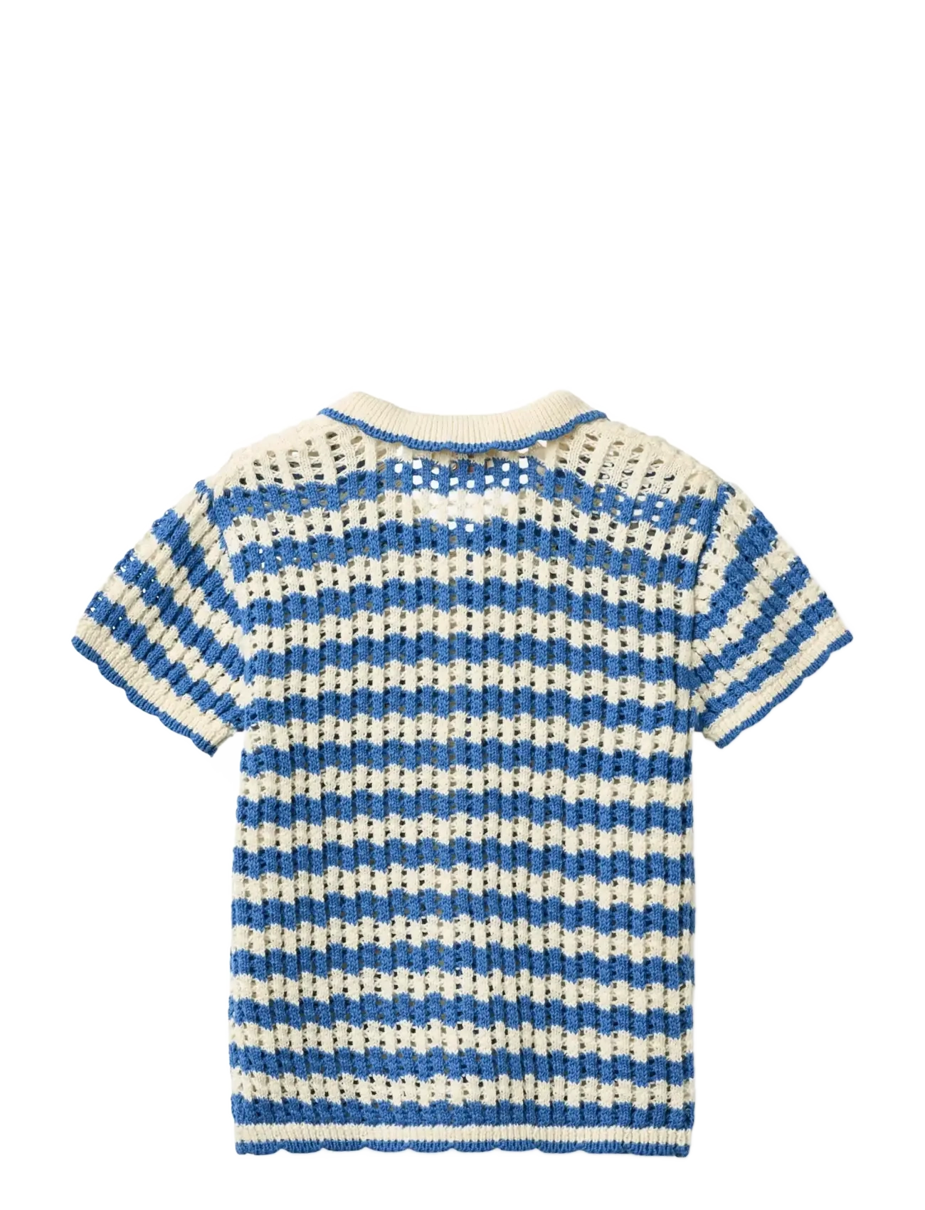 Copenhagen Colors - CROCHET SS CARDIGAN - cardigans - ocean blue/cream comb - 1
