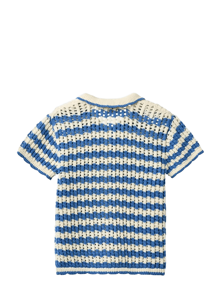Copenhagen Colors - CROCHET SS CARDIGAN - cardigans - ocean blue/cream comb - 1