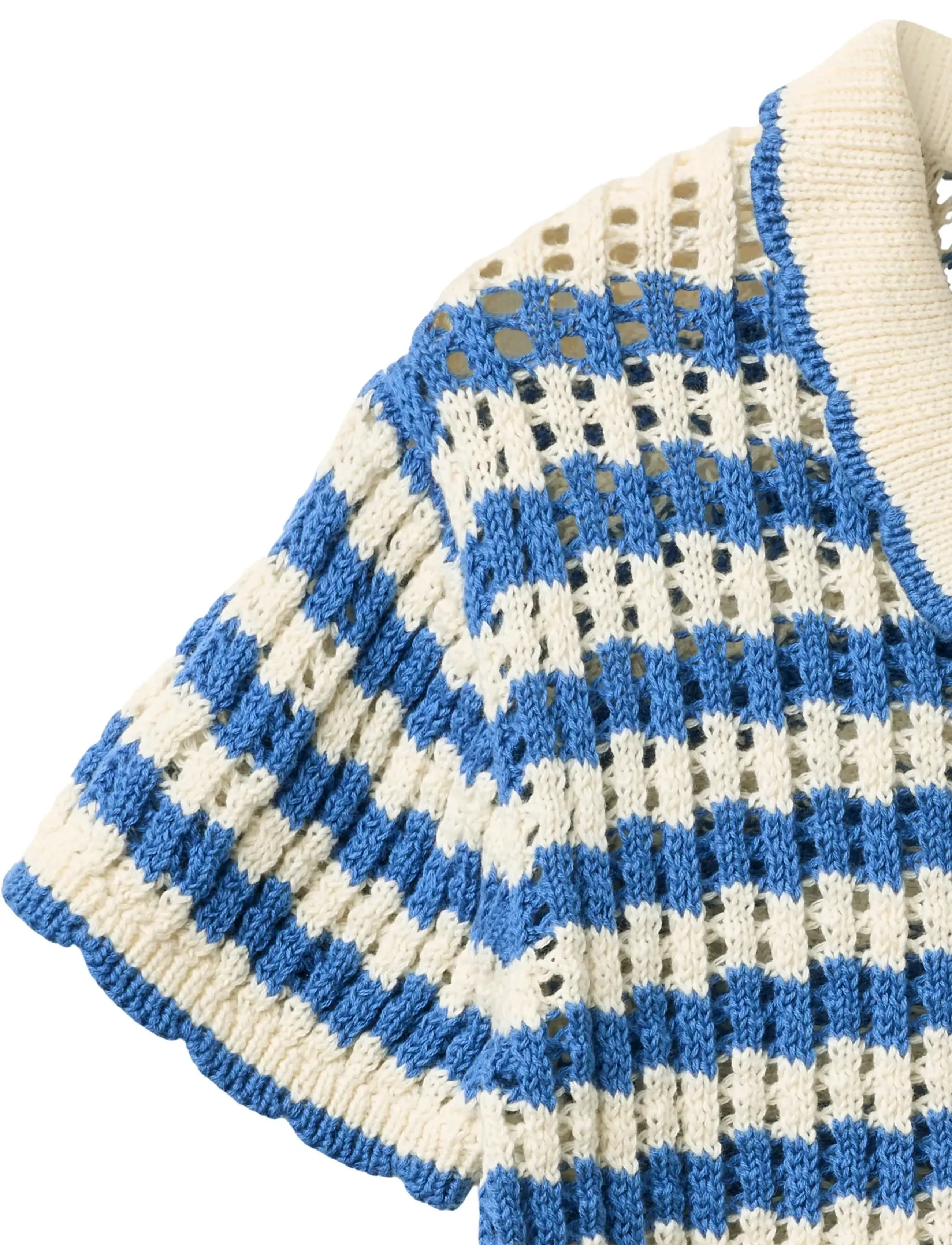 Copenhagen Colors - CROCHET SS CARDIGAN - cardigans - ocean blue/cream comb - 2
