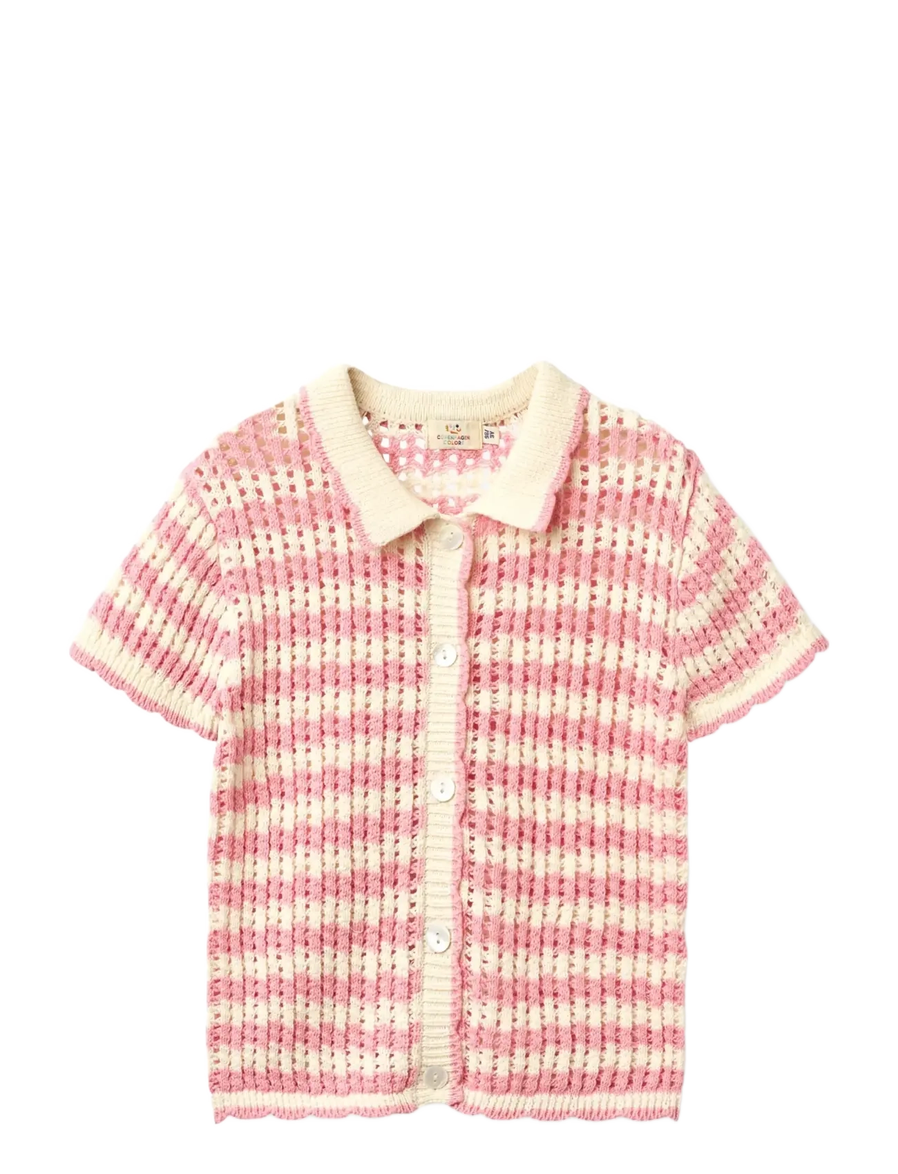 Copenhagen Colors CROCHET SS CARDIGAN - Copenhagen Colors - PINK/CREAM COMB. / multi