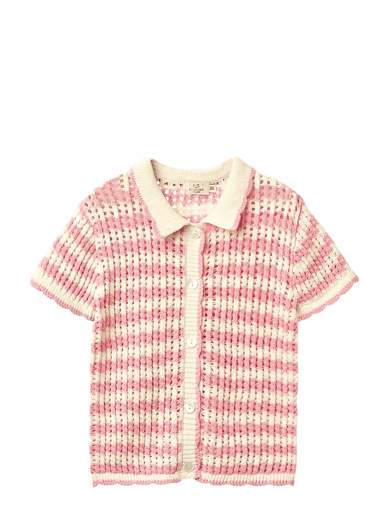 Copenhagen Colors - CROCHET SS CARDIGAN - koftor - pink/cream comb. - 0