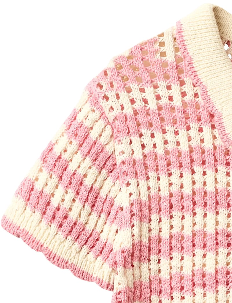 Copenhagen Colors - CROCHET SS CARDIGAN - koftor - pink/cream comb. - 2