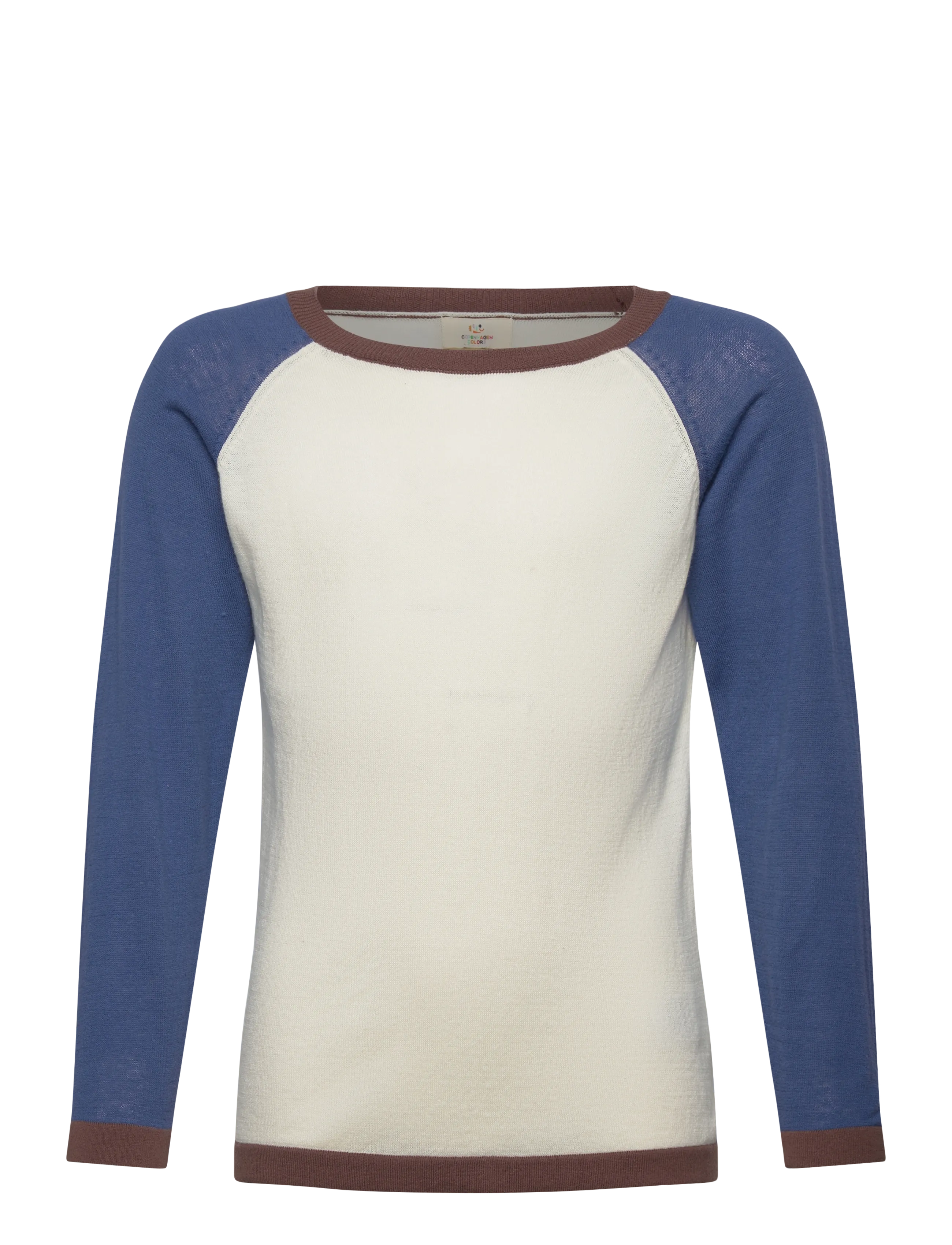 Copenhagen Colors LIGHT KNITTED COLOR BLOCK BLOUSE - Lapsed 98–134 - SHARP BLUE COMB. / white