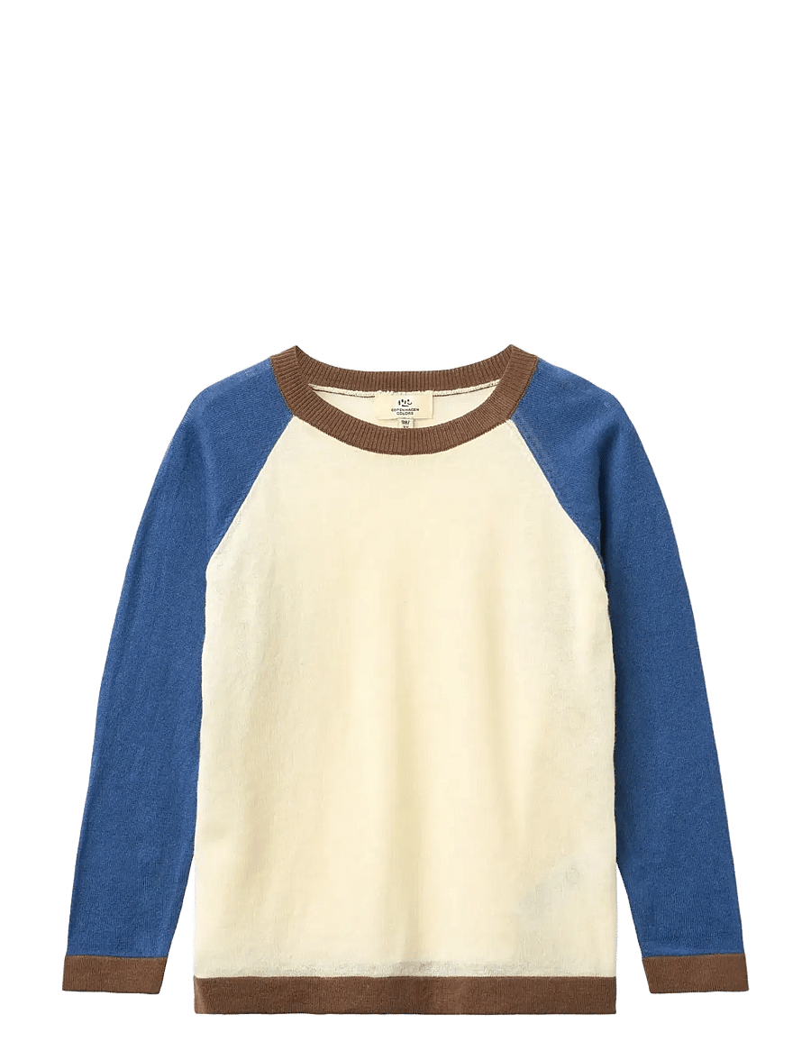 Copenhagen Colors - LIGHT KNITTED COLOR BLOCK BLOUSE - pikkade varrukatega t-särgid - sharp blue comb. - 0